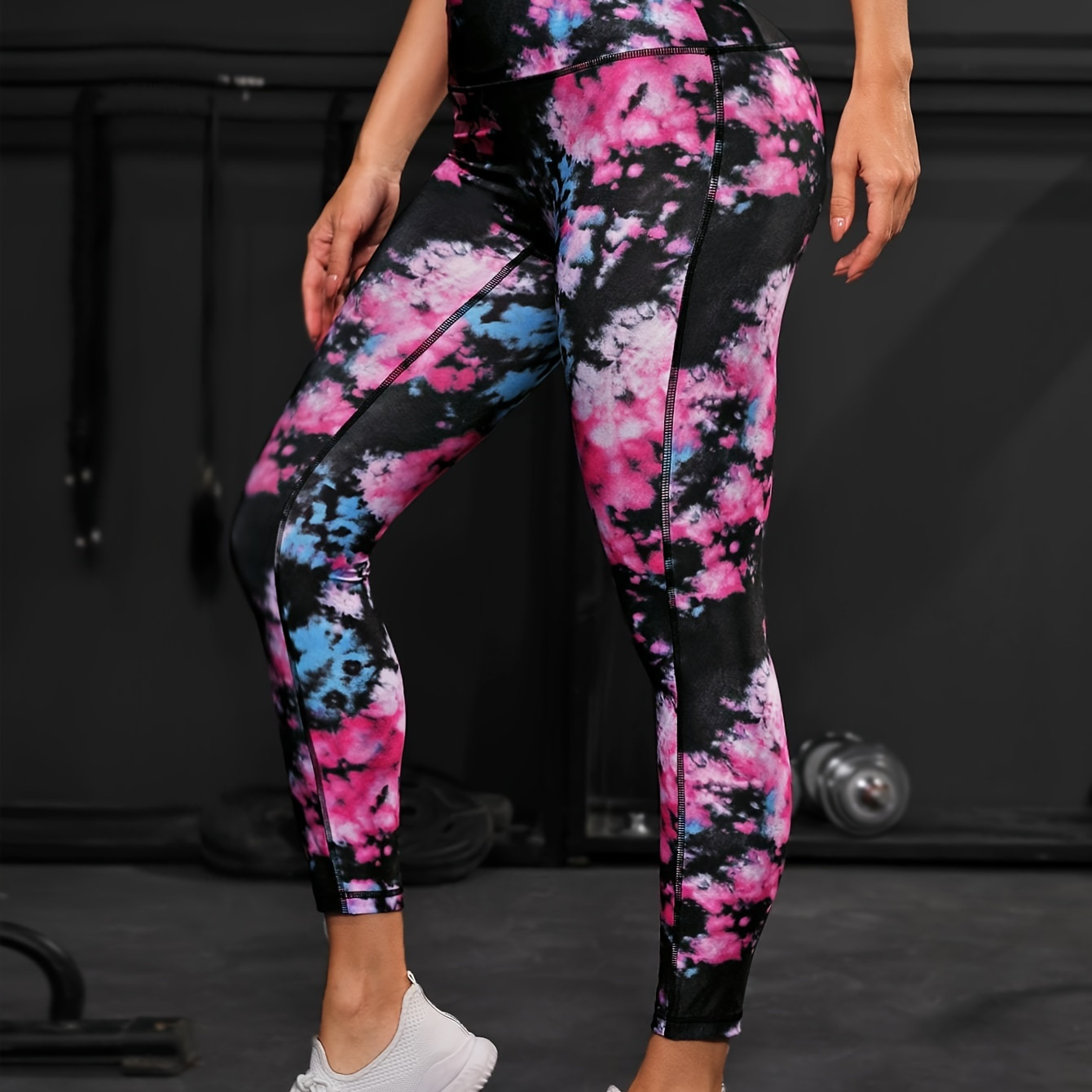 

Tie Dye Comfortable Slim Fit High Waist Yoga Pants, Butt Lifting Stretchy Running Fitness Leggings, Women's Activewear