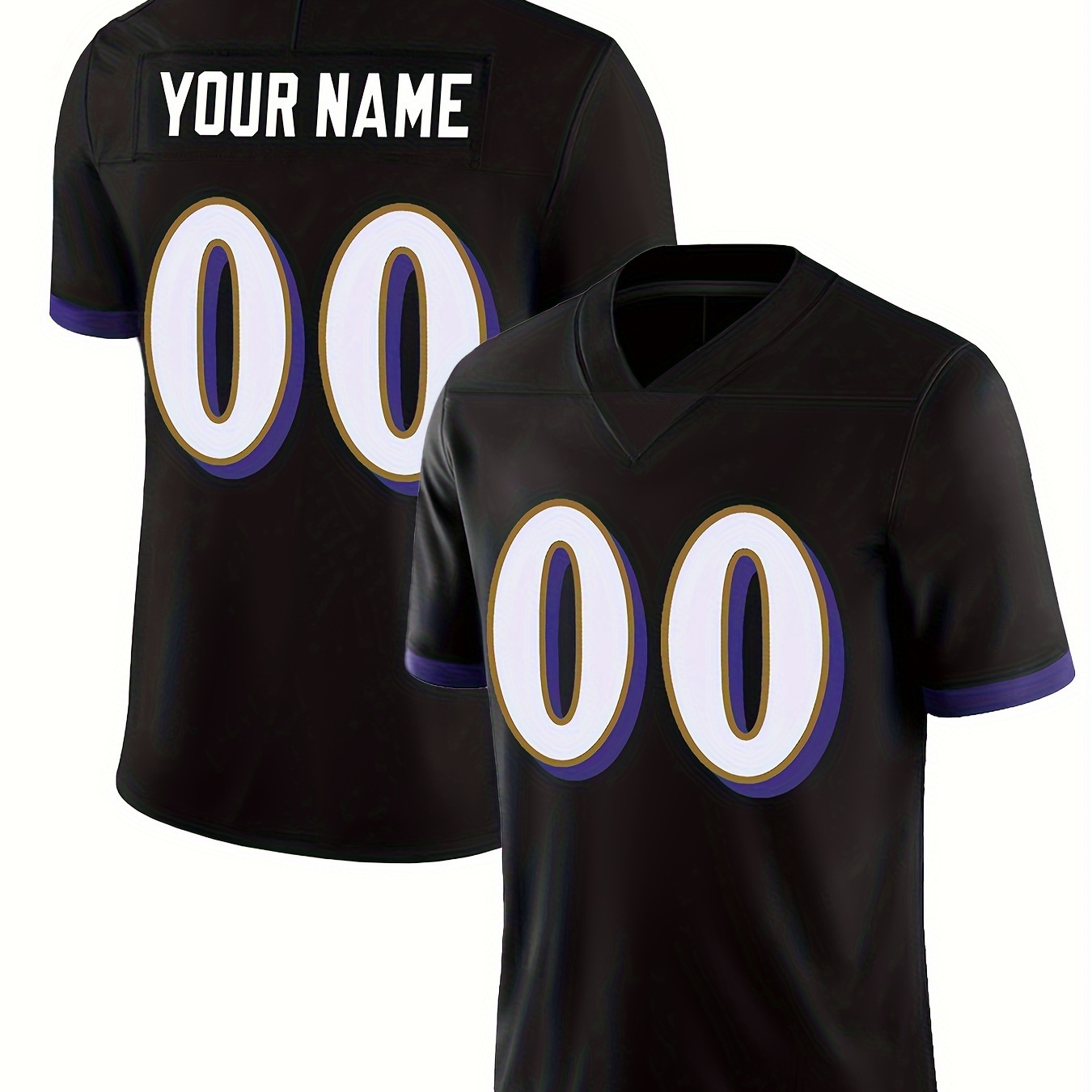 

Customizable Name And Number Men's American Football Jersey Embroidered Recreational Outdoor Sports Black American Football Jersey