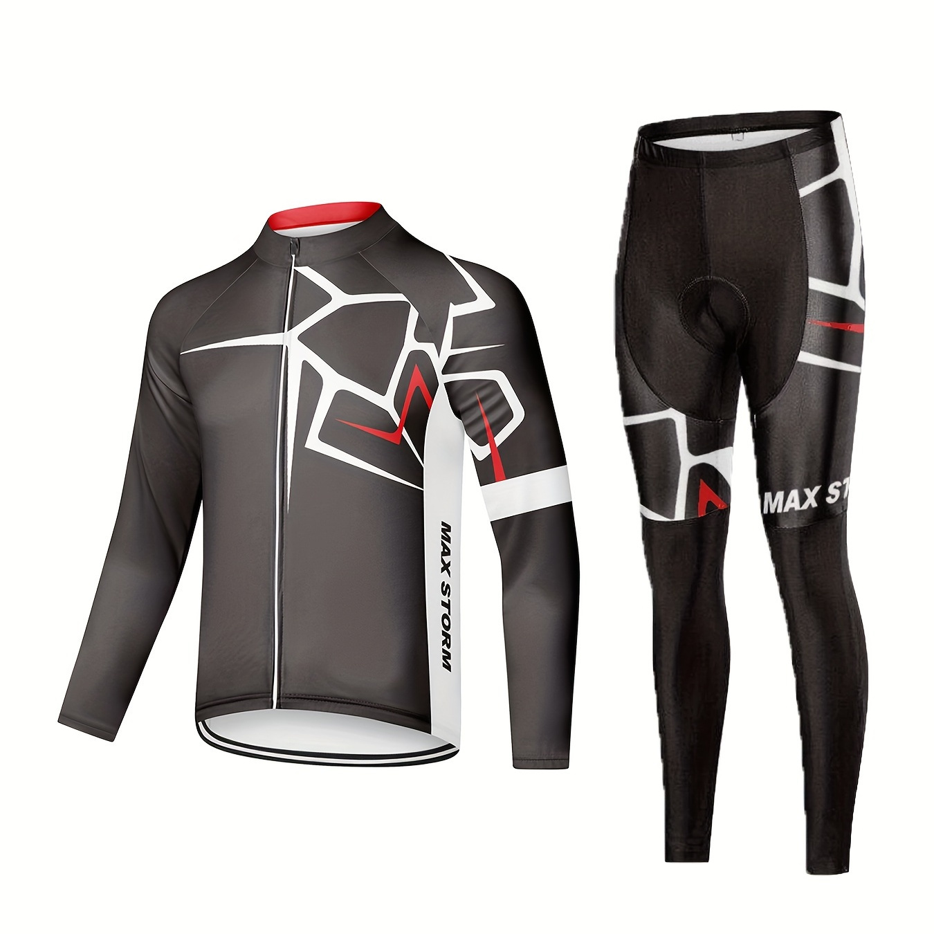 

Ensemble cycliste 2 pièces à manches longues pour hommes - Maillot de cyclisme respirant avec poche arrière et cuissard rembourré - Convient à toutes les