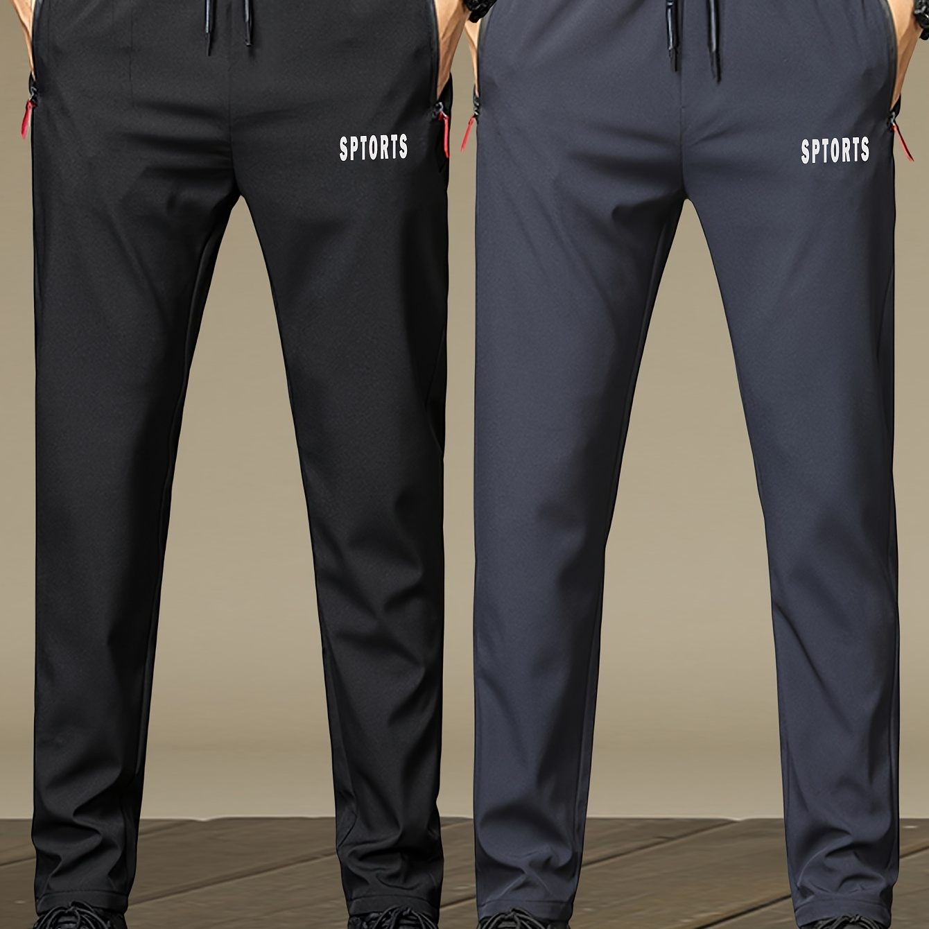 Men's Casual Joggers with Zipper Pockets