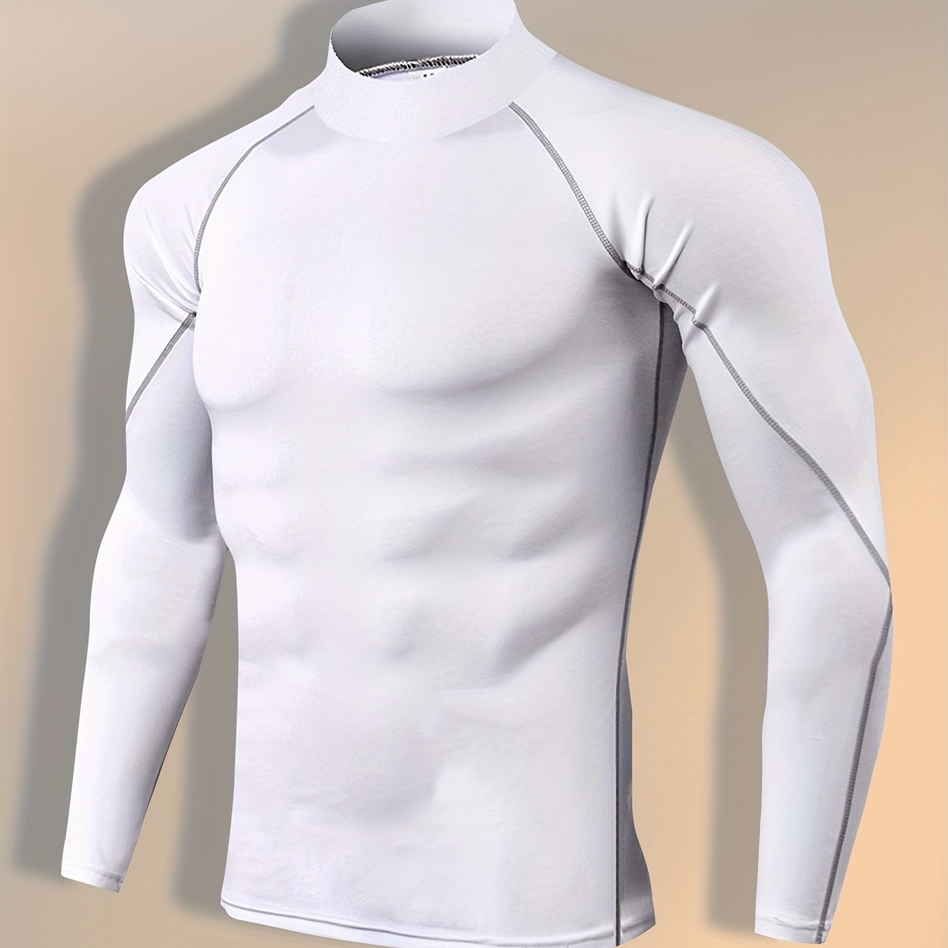 

Men's Athletic Long Sleeve Crew Neck Shirt, Quick-dry Top, Fitness Sportswear, Casual Outdoor Activewear, Body Shaping Gym Wear