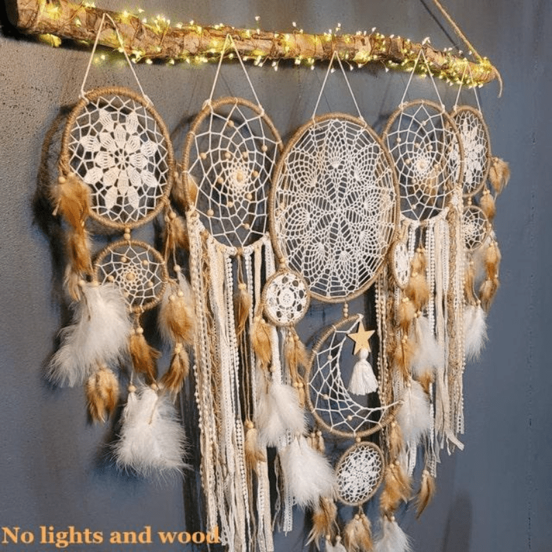 GOOHOCHY 2pcs Wooden Dreamcatcher DIY Kits for Adults Kids Kits Ornament  Kits Bohemian Christmas Ornaments DIY Wall Catcher Dreamcatcher Kit Adult