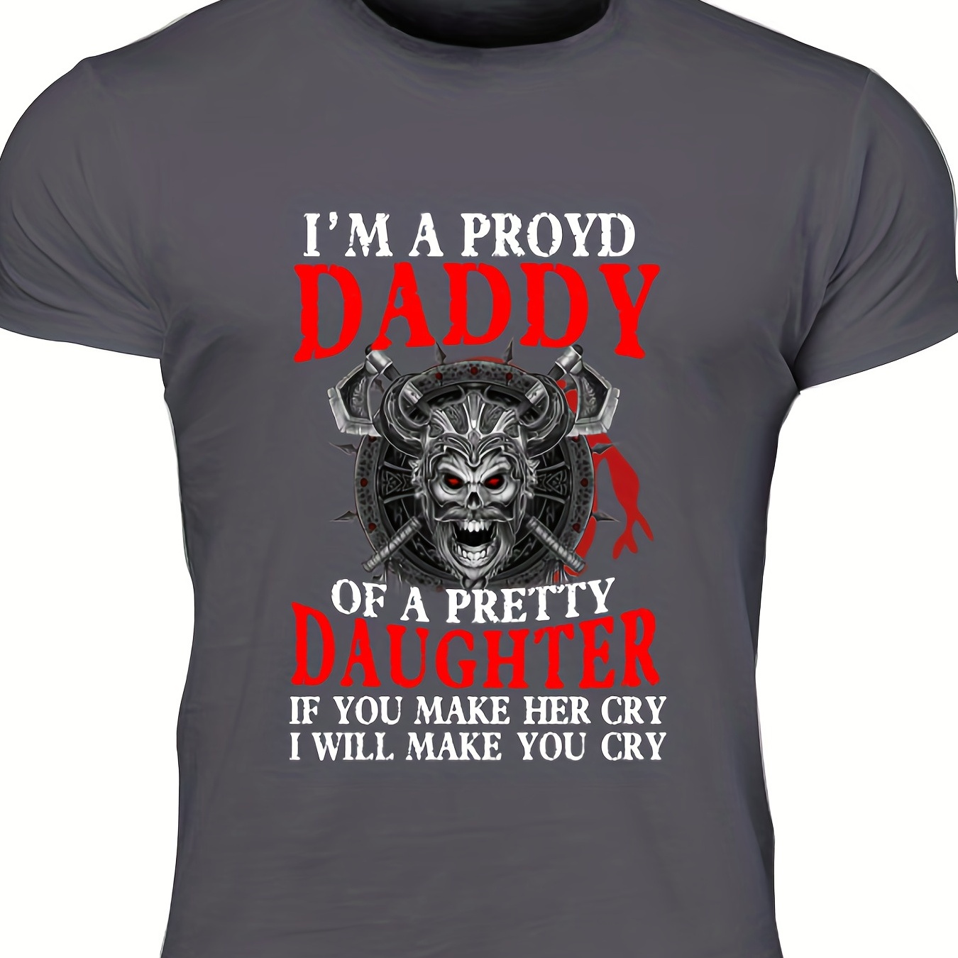 

Men's Creative T-shirt With I Am A Proyd Daddy Print, Round Neck Comfy Casual Stylish Top, Plus Size Men Clothing, Ideal Gift For Father's Day