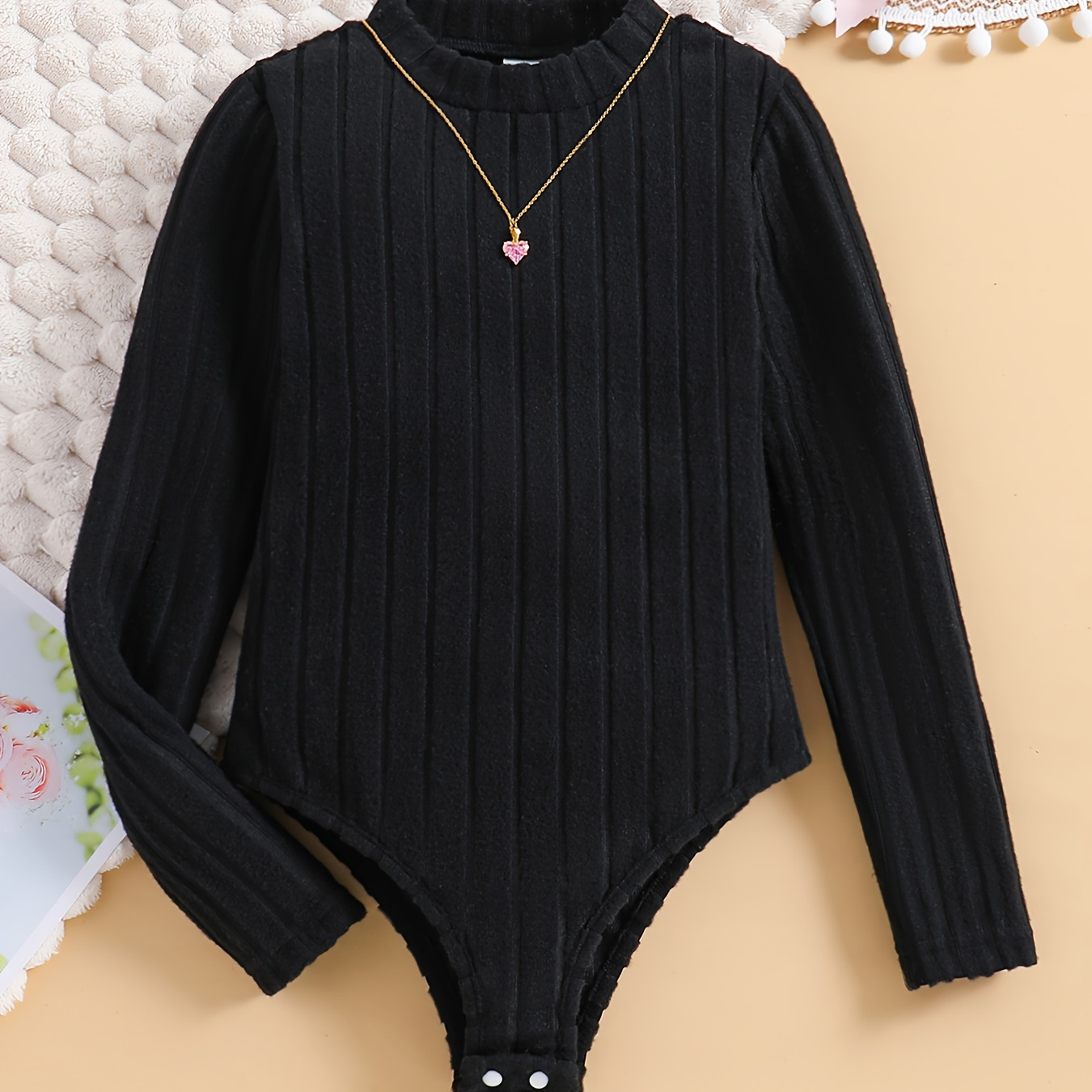 

Trendy Girls Solid Long Sleeve Jumpsuit Versatile Romper For Spring Fall