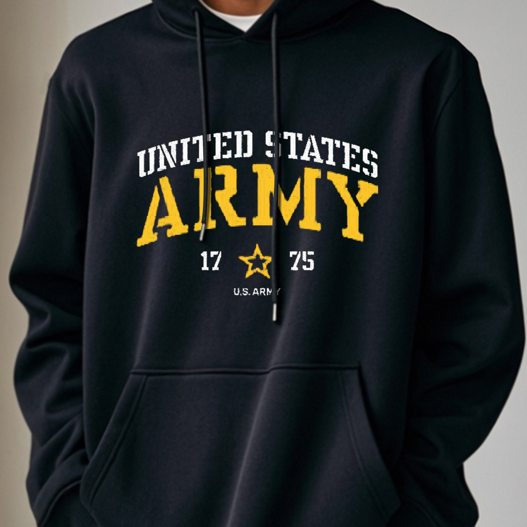 

Army 1775 Sewatshirt Graphic Oversized Drawstring Fall Streetwear