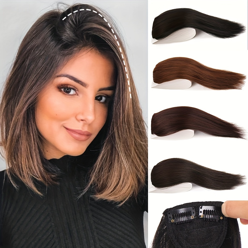  FEIPRO Clip in Human Hair Extensions Invisible Hairpin Hair  Add Women Hair Volume Short Silky Straight Real Remy Hair Thick Double Weft  One Piece Hairpieces for Thin Hair 8 inch#1B