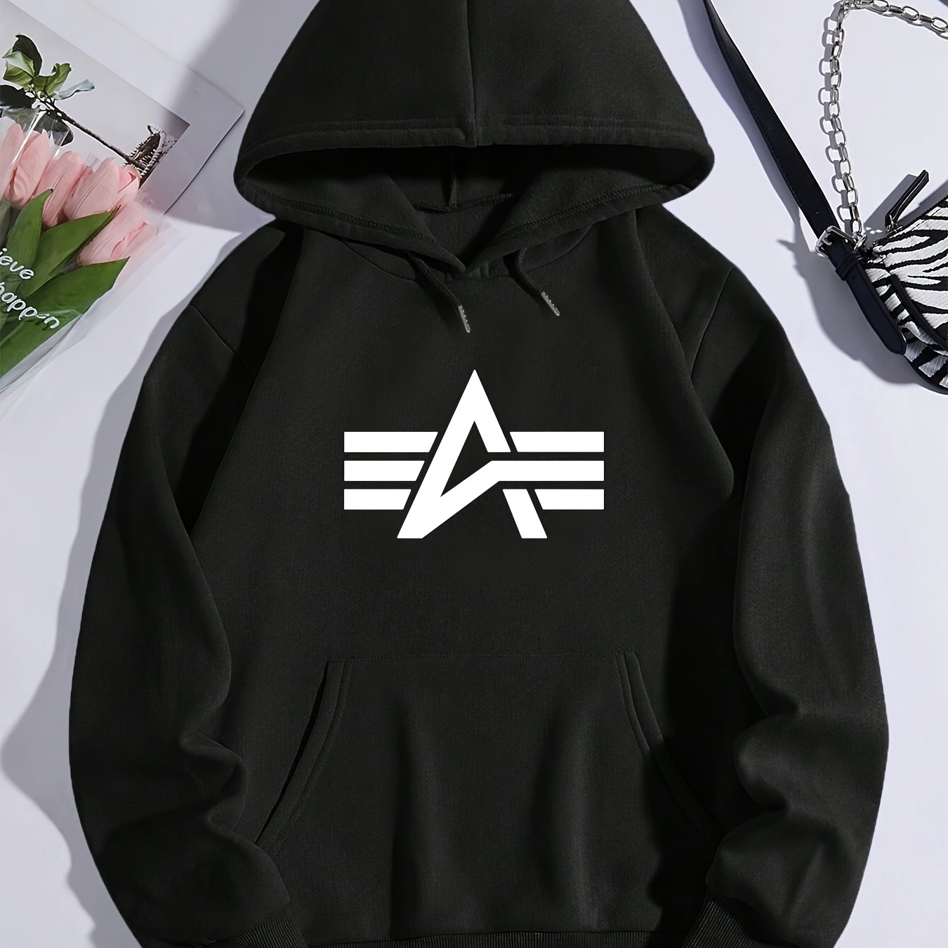 

Men's Casual Hoodie With Drawstring - Stylish & Comfortable Long Sleeve Pullover For Fall/winter, Polyester , Machine Washable