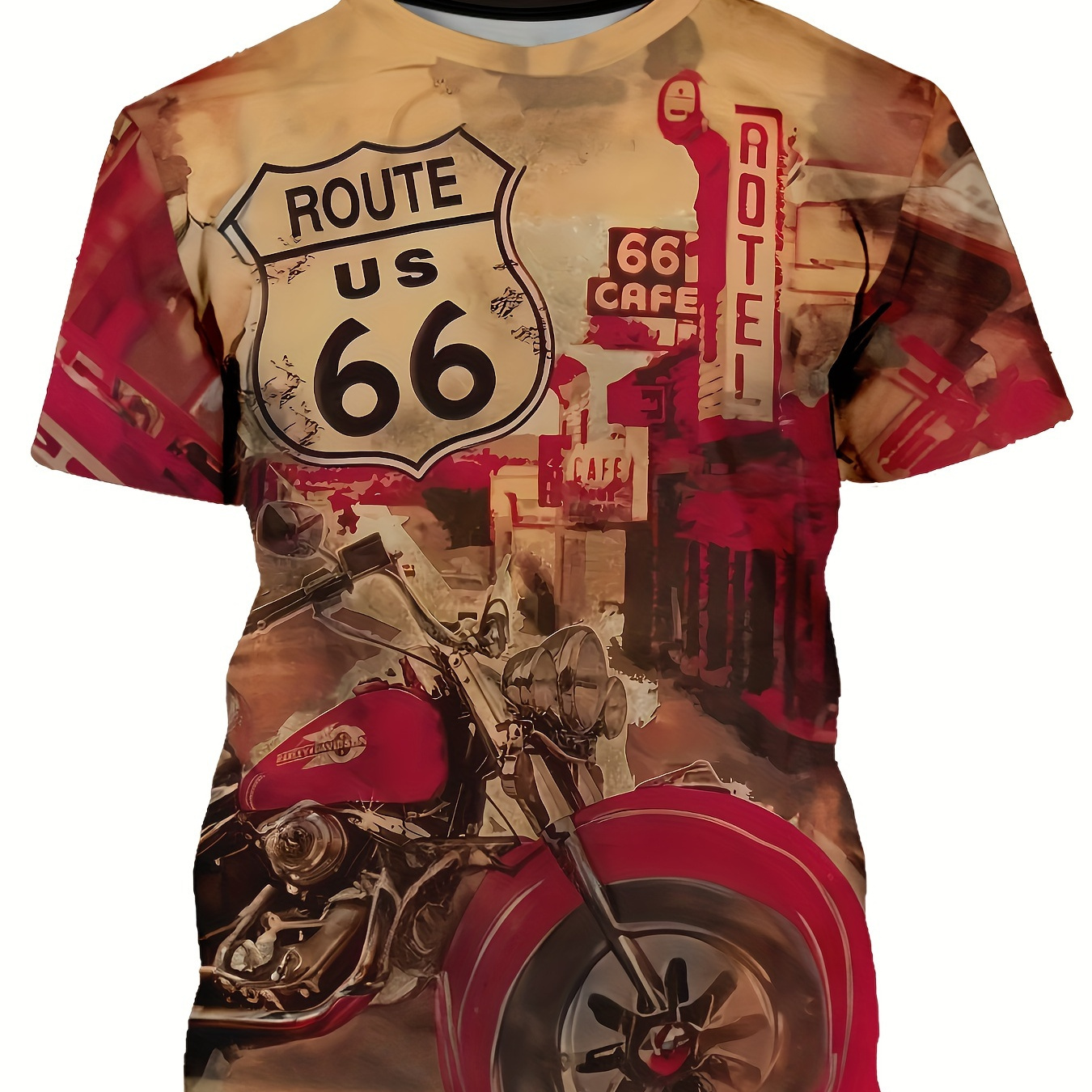 

Men's Motorcycle Print T-shirt, Casual Short Sleeve Crew Neck Tee, Men's Clothing For Outdoor