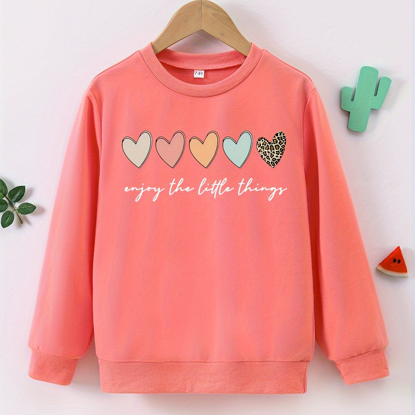 

Girls' Fashion Pullover Sweatshirt, Casual Printed Long Sleeve Crew Neck Top, Versatile Matching Outfit