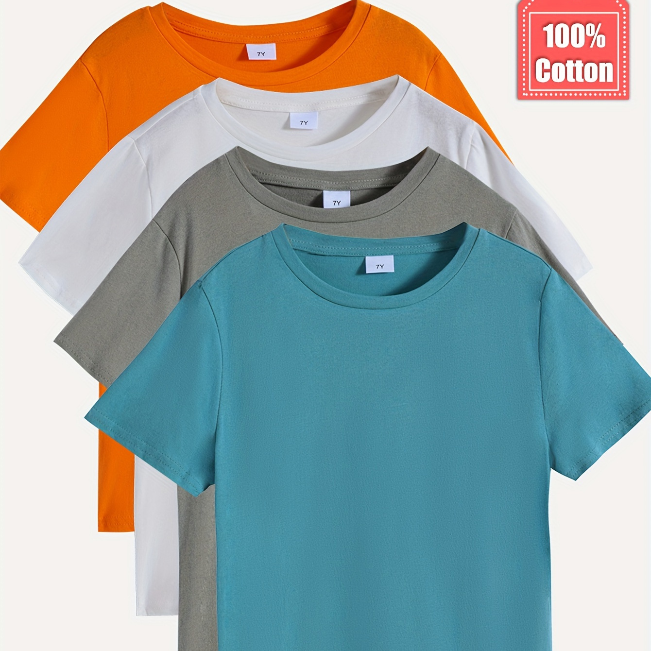 4pcs Solid Color T-Shirts For Boys - Cool, Lightweight And Comfy Summer Clothes!