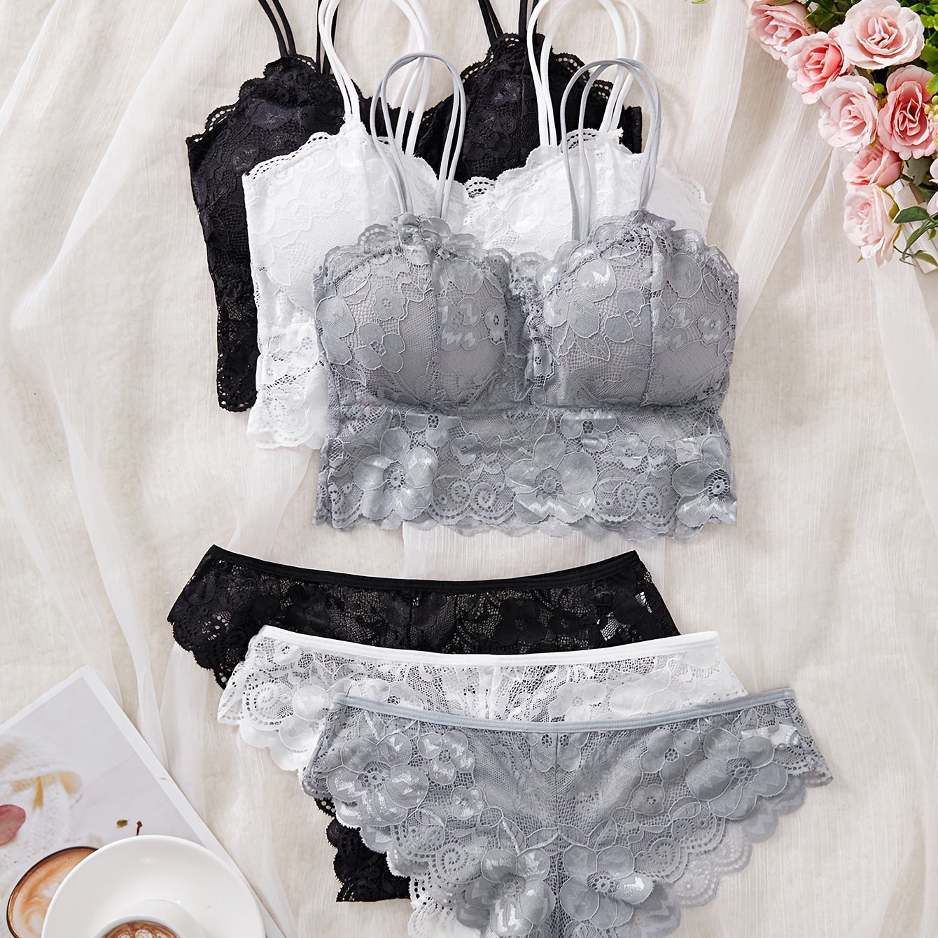 

Bralette Set Removable Padded , Low , Thong Underwear, , , Polyamide, Adult - , ,