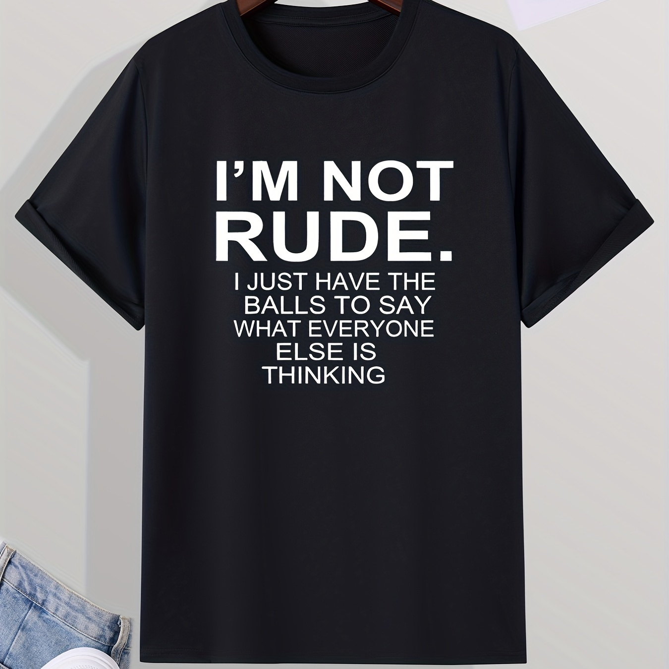 

Men's Casual "i'm Not Rude" Print Crew Neck Short Sleeves T-shirts For Summer