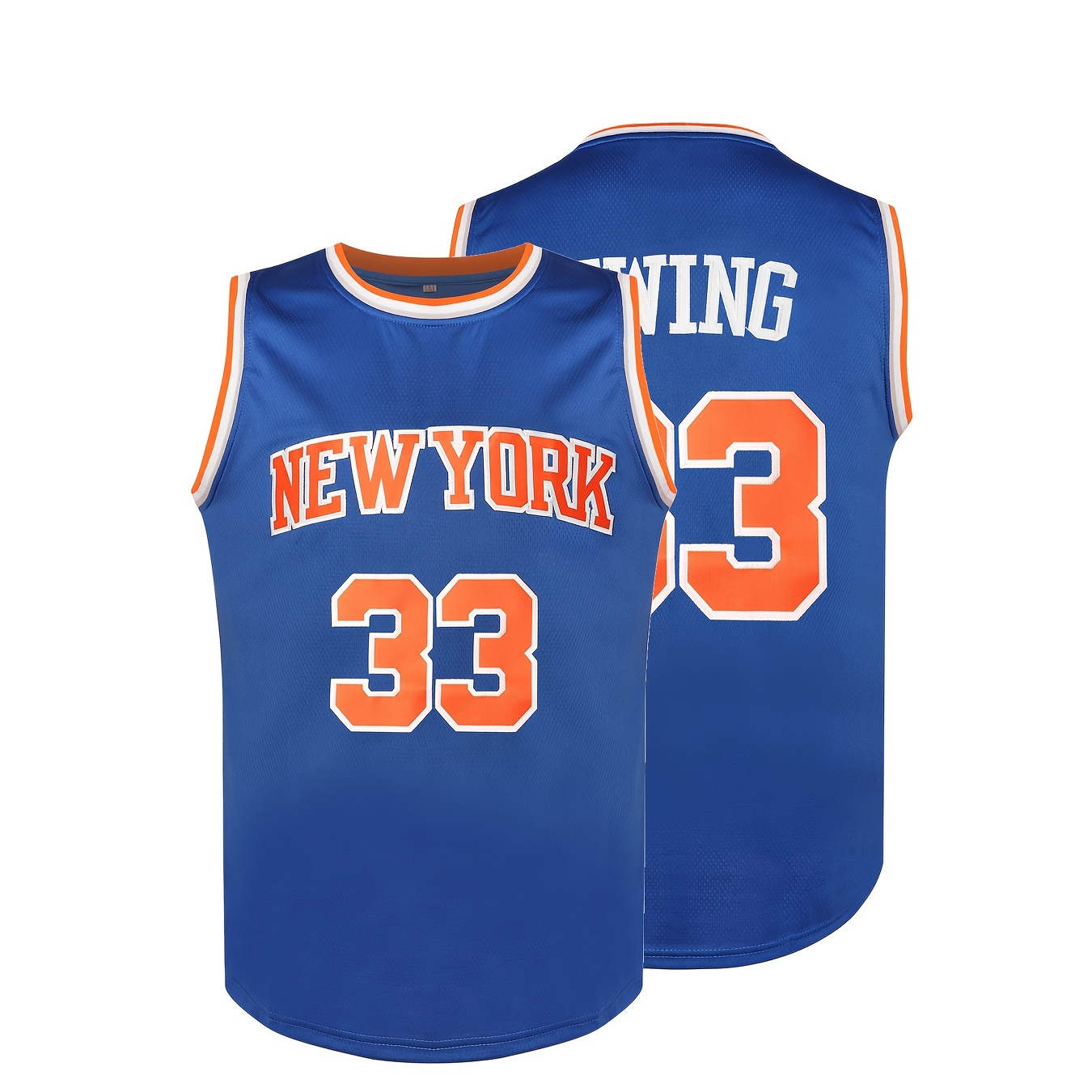 

1pc Men's Embroidered Sports Jersey, Polyester Crew Neck Loose Fit Top For Basketball & Outdoor Activities, Athletic Wear, Blue, Non-infringing