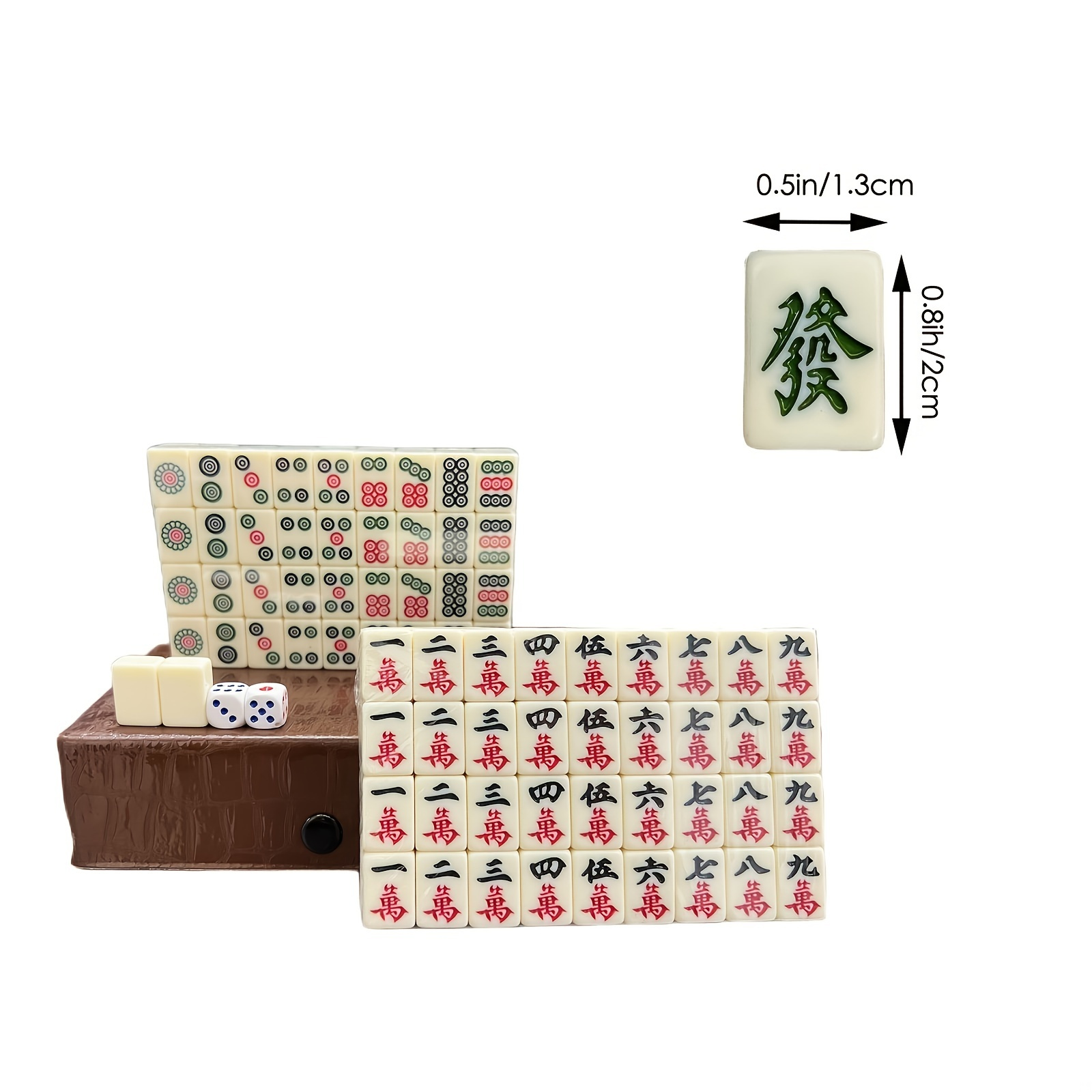 Florauspicious Chinese Mahjong Set - with 146 Tiles, 2 Dice Chinese Style  Game for Travel, Family Gathering, Party
