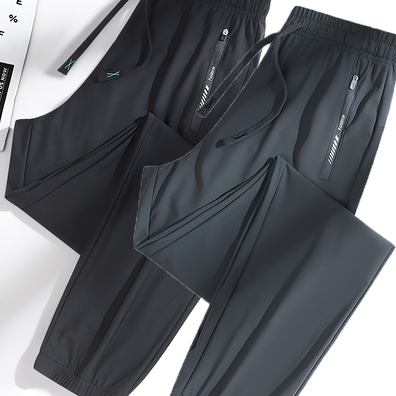 

Lot de 2 Pantalons de sport d'été pour femmes, Taille élastique à cordon de serrage avec poches zippées, Idéal pour la pratique de sports en extérieur comme le cyclisme