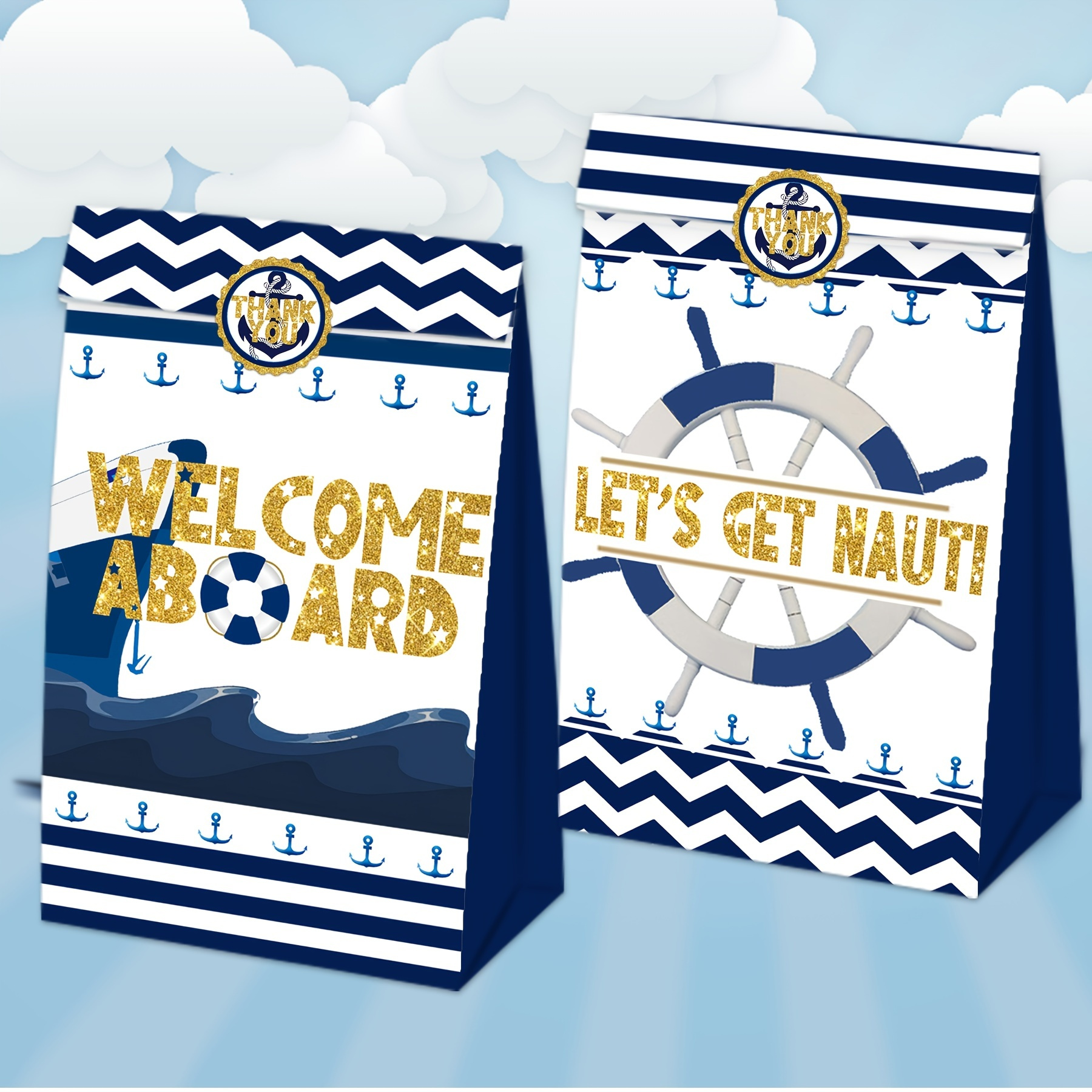 Nautical Party Favor Boxes Sea Ocean Ahoy Popcorn Boxes - Temu