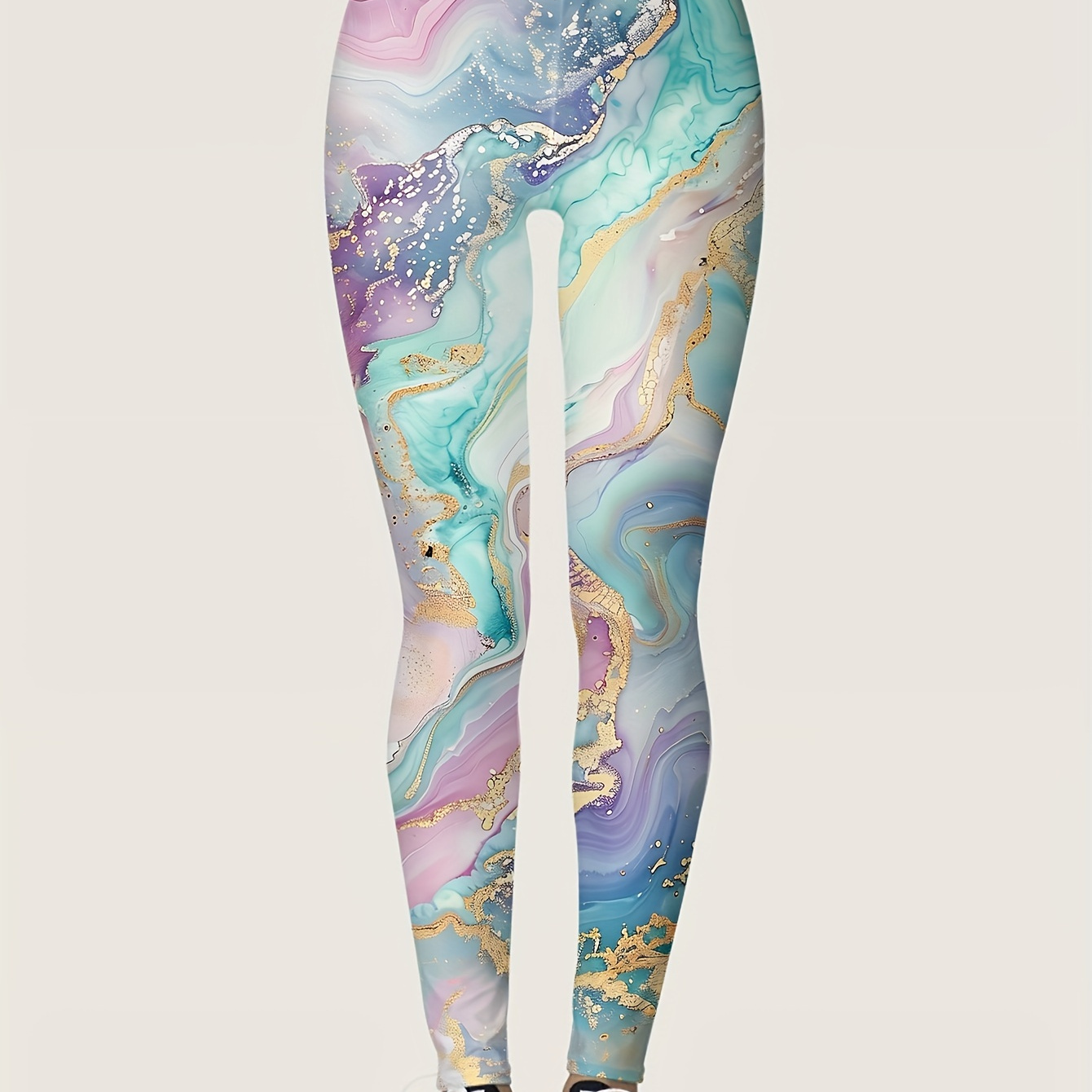 

Allover Print High Waist Leggings, Casual Skinny Stretchy Leggings, Women's Clothing