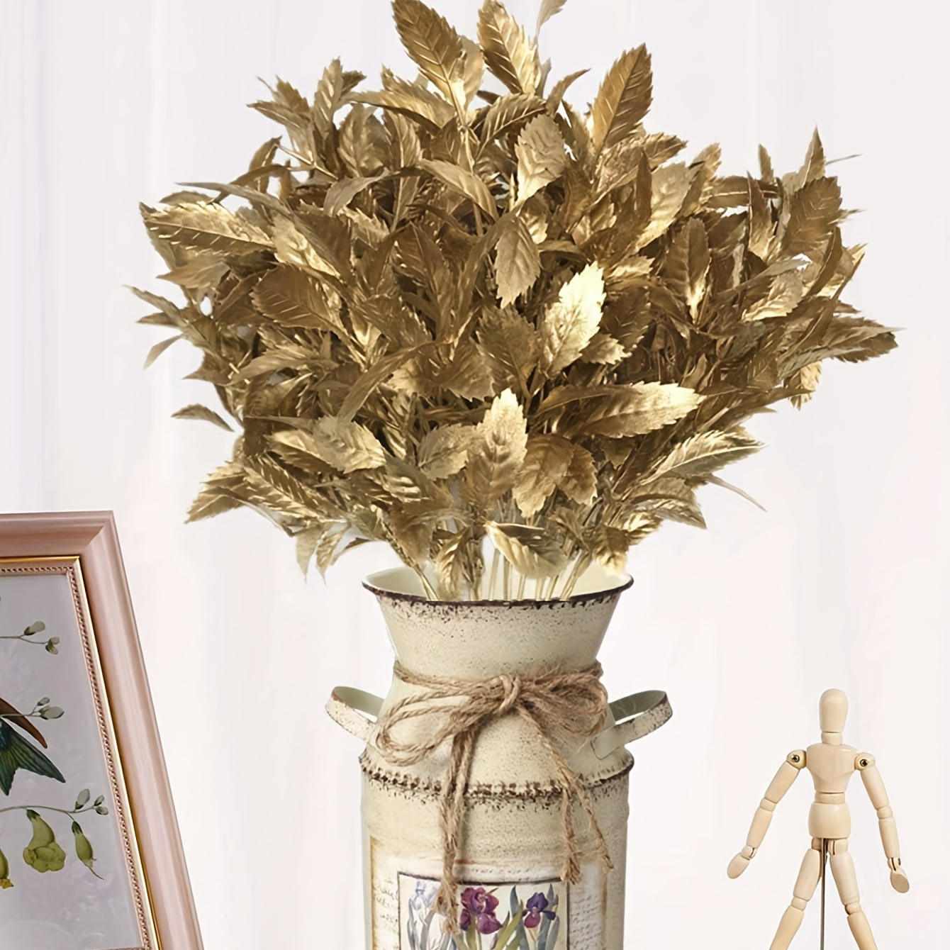 

1pc, Golden Artificial Wedding Flower - Realistic Simulation Blooming Faux Flower For Diy Craft And Home Decor
