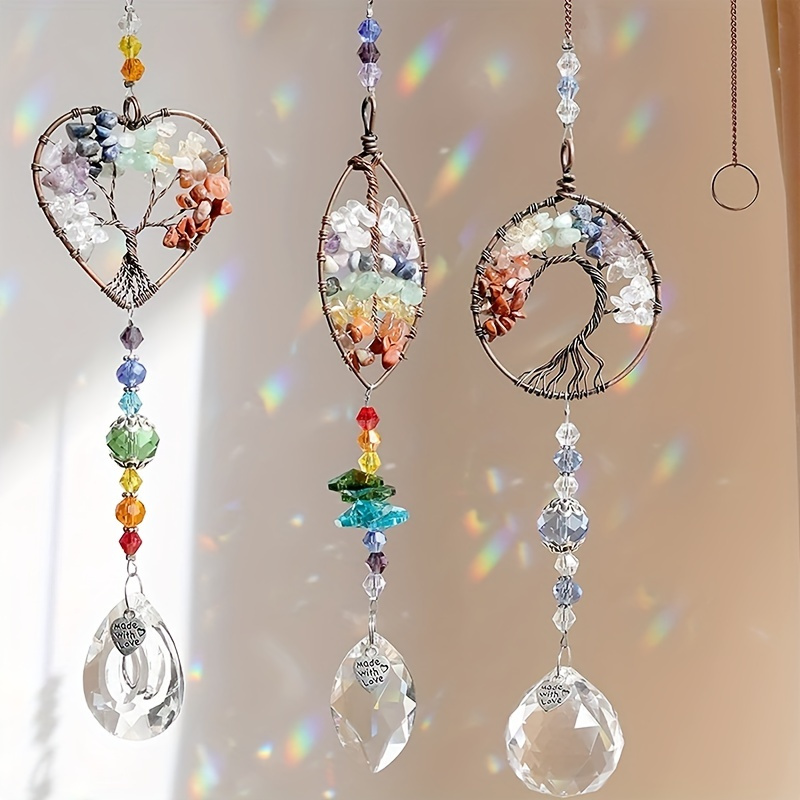 

1pc/3pcs Crystal Suncatchers For Window Hanging, Tree Of Life Sun Catchers With Prisms, For Outdoor Indoor Garden Yard Porch Balcony Patio Car Home Decor