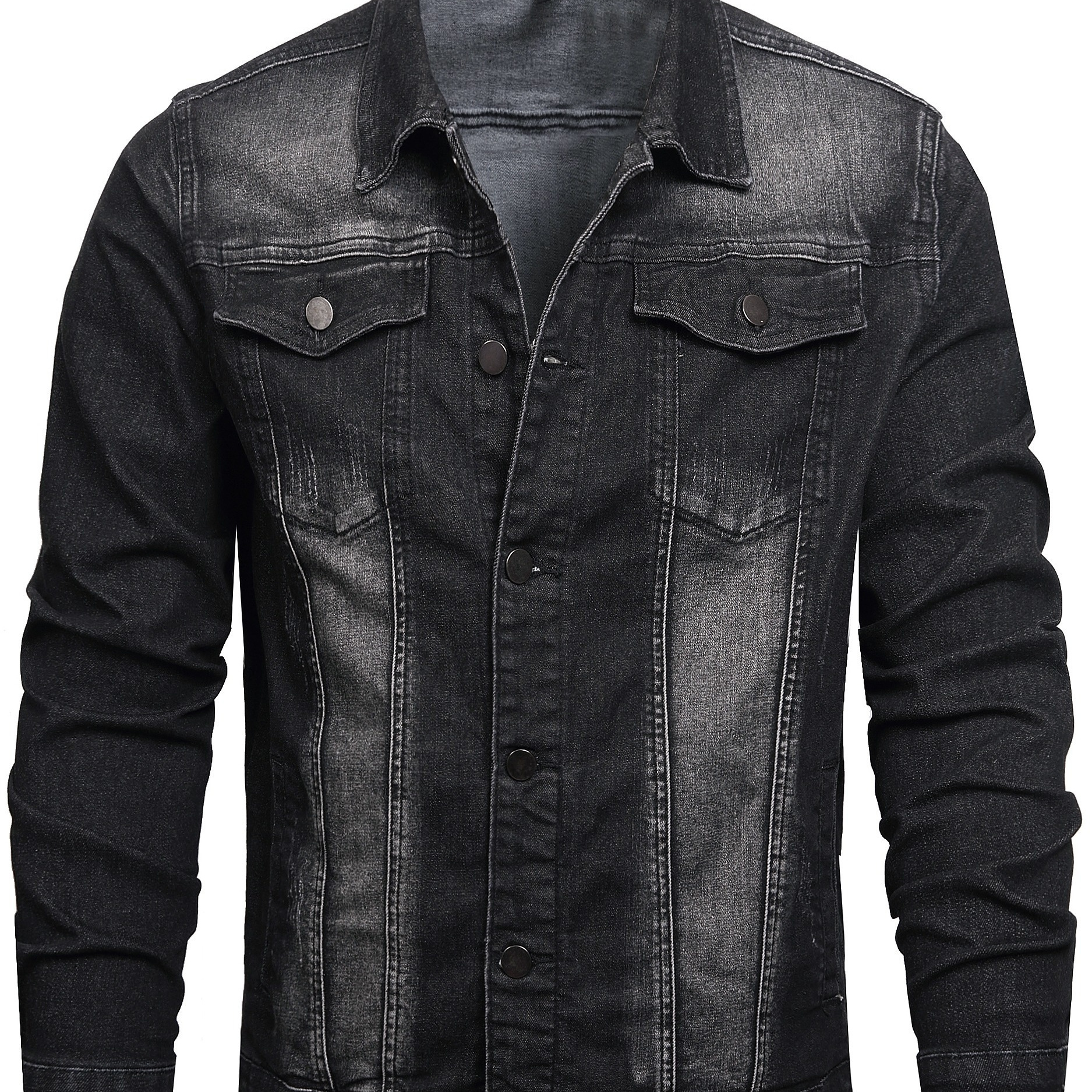 

Jean Jacket For Men, Distressed Slim Denim Jacket