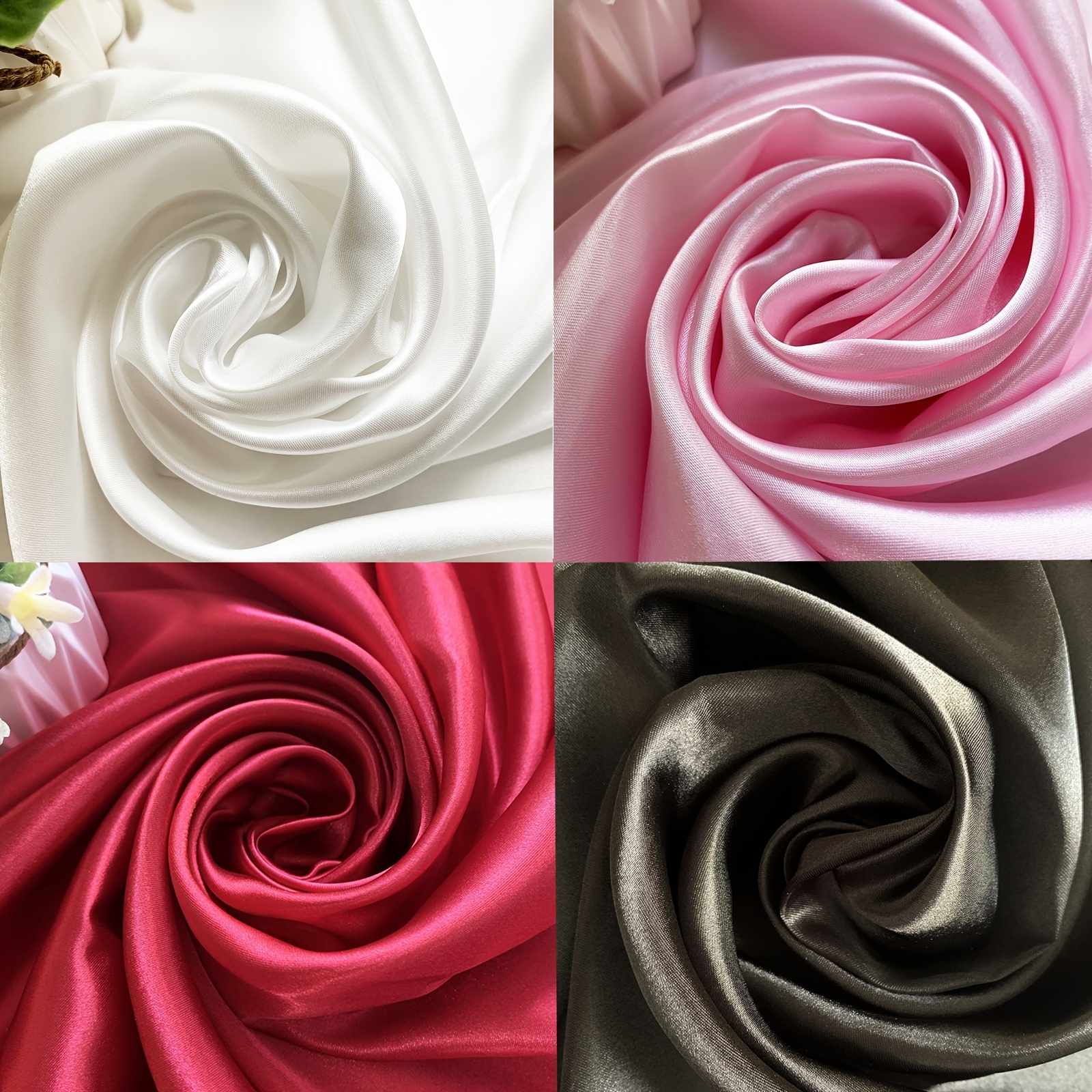 

1pc Soft Silky Satin Fabric Designer Fabric Solid Color Polyester Fabric For Wedding Dress And Lining 150*50cm