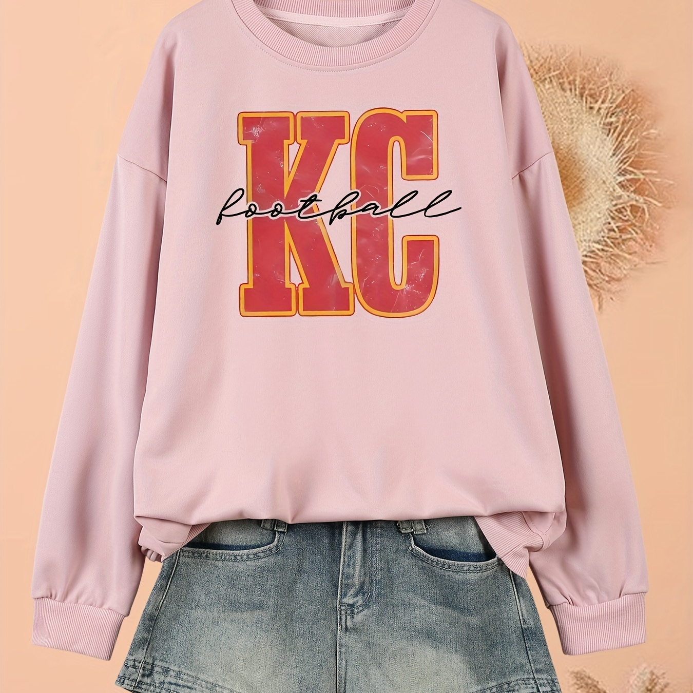 

1pc Women's Plus Size Casual Pullover Sweatshirt With Print, Polyester Round Neck Long Sleeve Letter Pattern Top For All