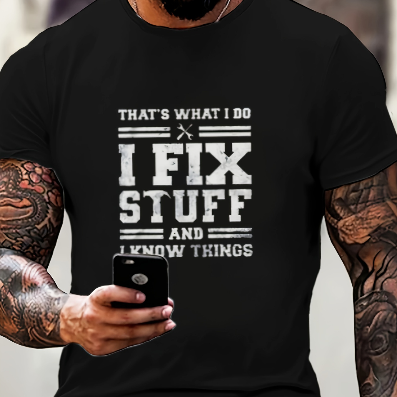 

'i Fix Stuff' Print T Shirt, Tees For Men, Casual Short Sleeve Tshirt For Summer Spring Fall, Tops As Gifts