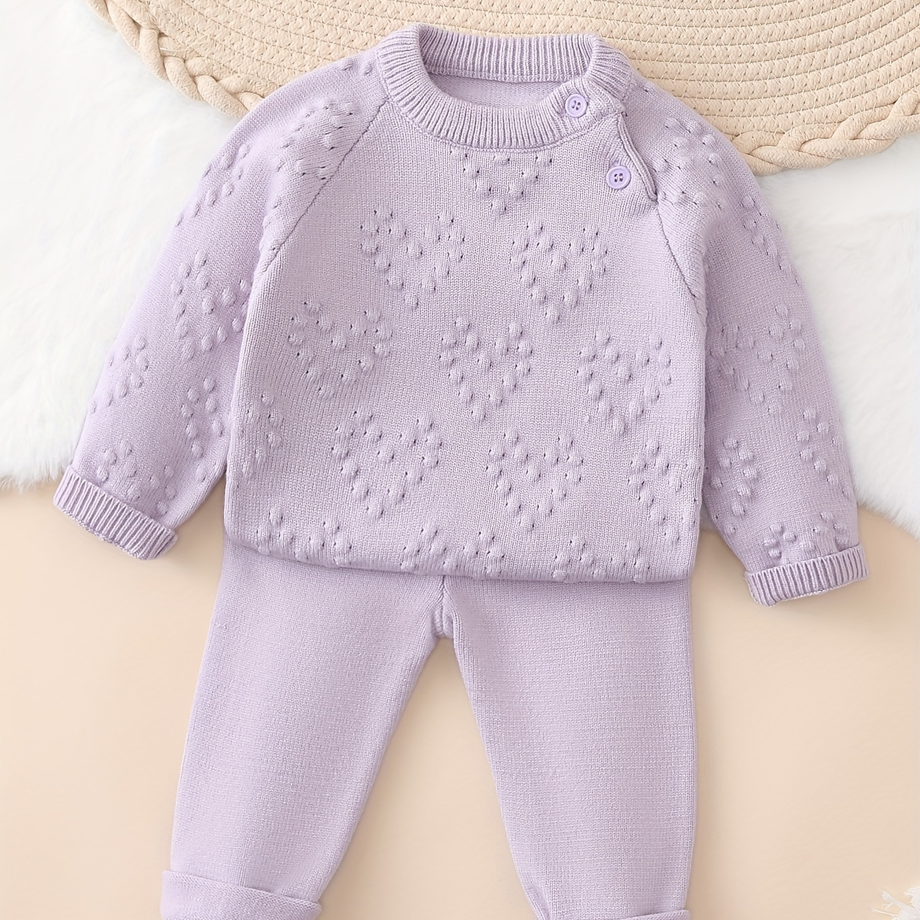 

Pullover décontracté à longues de unie bébés filles + pantalon, de 2 pièces en -, vêtements d'extérieur