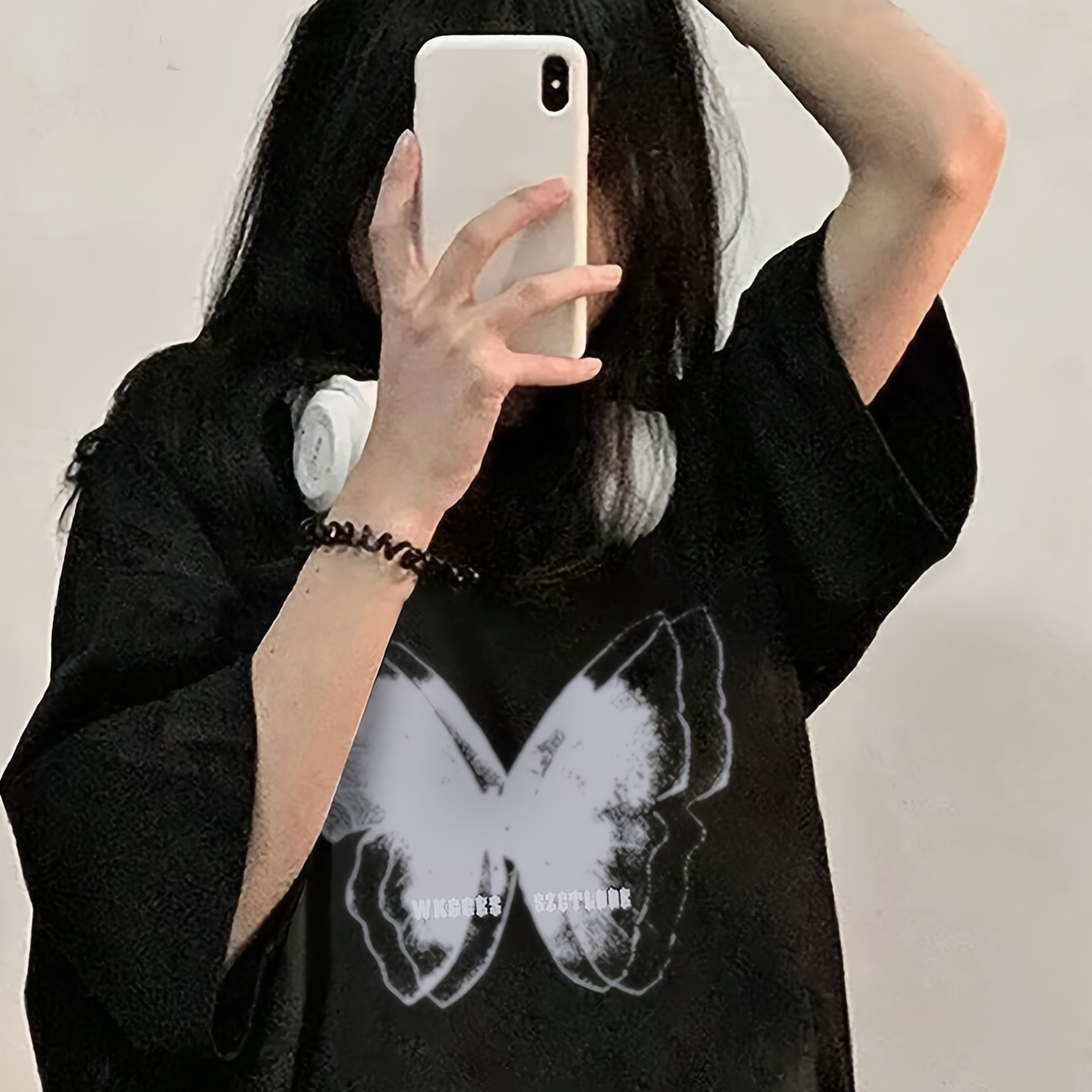

Oversized Butterfly Print Crew Neck T-shirt, Casual Short Sleeve T-shirt For Spring & Summer, Women's Clothing