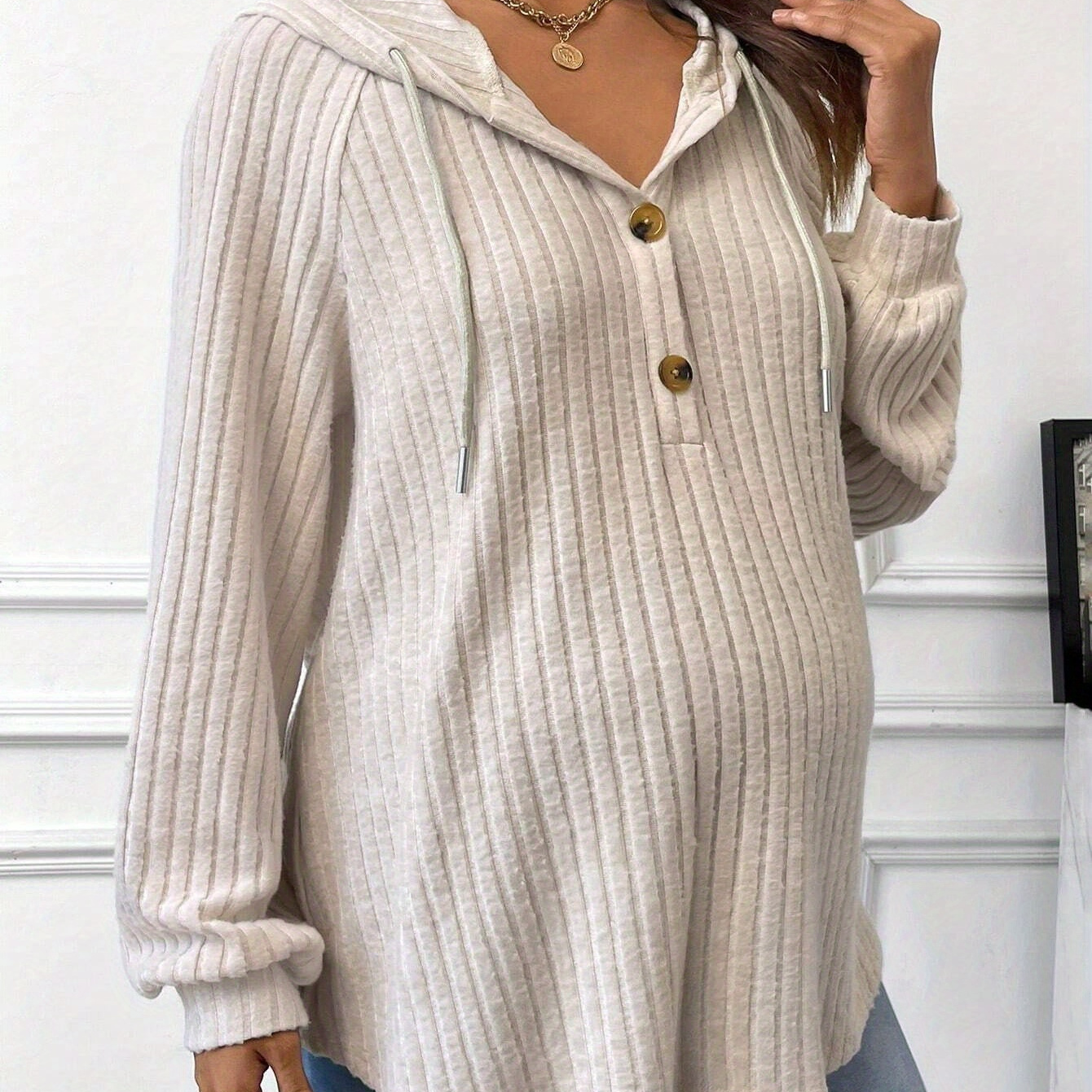 

Maternity - Stretchy Long Sleeve For Fall/, V-,