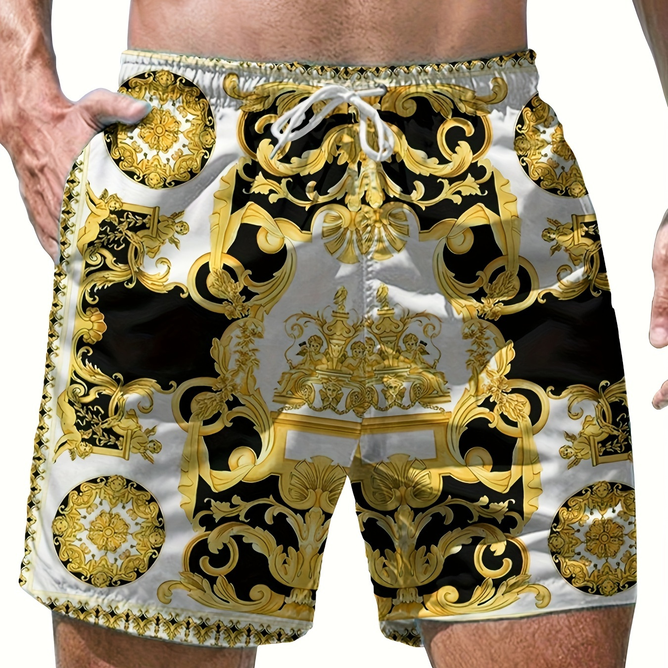 

Men's Vintage Style Floral Pattern Shorts With Drawstring And Pockets, Stylish And Trendy Shorts For Summer Leisurewear