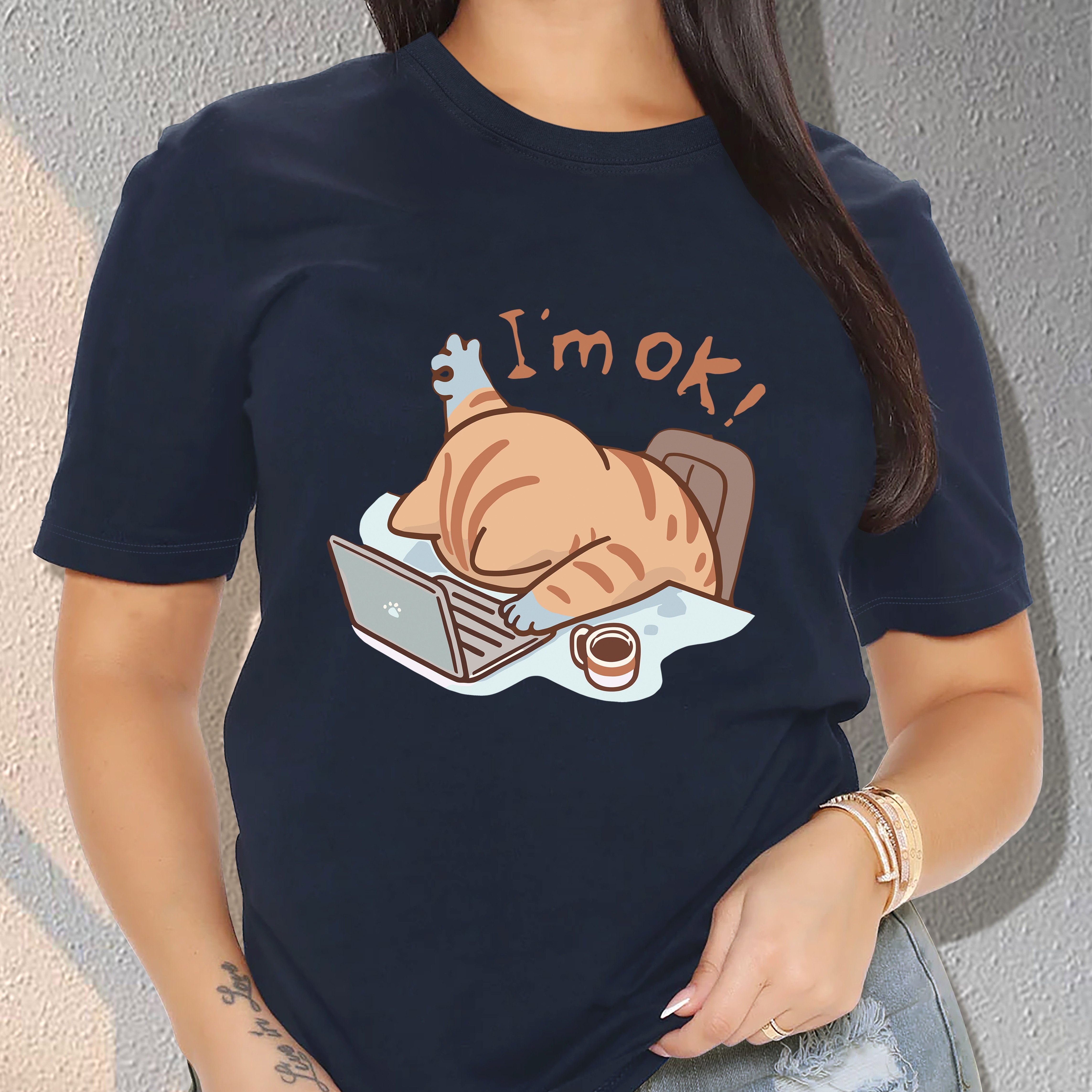 

Cat Graphic Tee - , , Top For Women