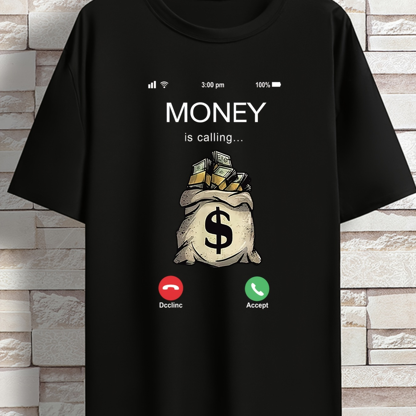 

Men's 'money Is Calling...' Print Crew Neck Stretch T-shirt, Oversized Breathable Short Sleeve Tops, Plus Size Casual Clothing For Spring Summer Plus Size Women & Men Clothes Best Sellers Gifts