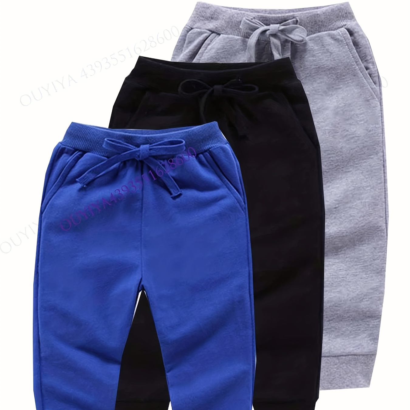 

3pcs Boys Casual Comfortable Active Sweatpants, Breathable Jogger Sports Pants, Kids Clothing Outdoor