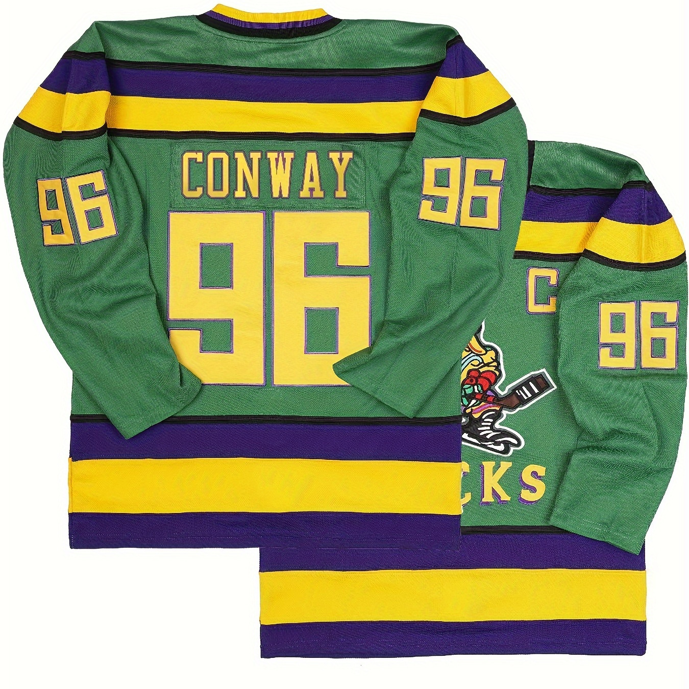 

Men's #96 Green Long Sleeve Ice Hockey Jersey, V-neck Embroidery, Loose Sweatshirt For Streetwear & Casual Wear - Machine Washable Polyester - Sizes S-xxxl, Sports | Relaxed Fit Jersey | Garment