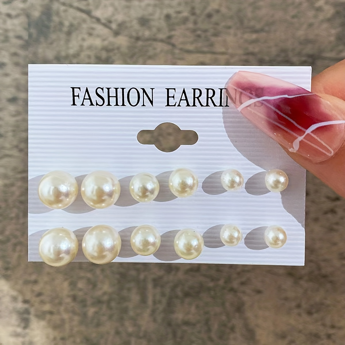 Faux Pearl Plastic Stud Earrings For Sensitive Ears White - Temu