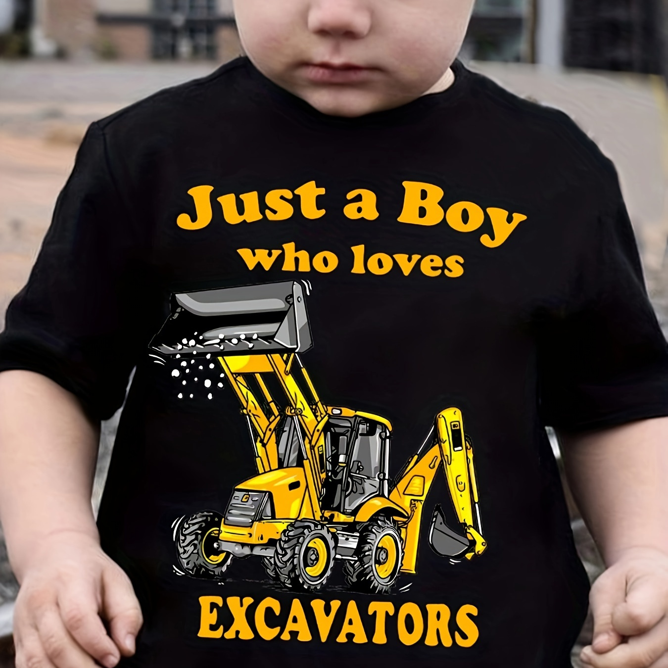 

Boy's Excavator Print Cute T-shirt Clothing Casual Round Neck Short Sleeve Comfy Outdoors Outfit For Kids