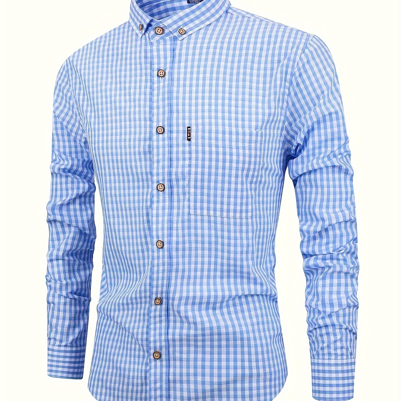 

Plus Size Men's Long Sleeve Trendy Plaid Button Up Shirts, Comfy Breathable Casual Formal Tops, Men's Clothing