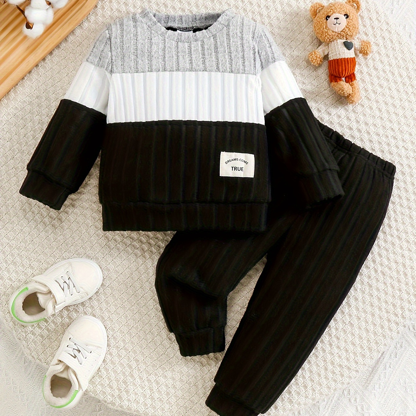 

Toddler Boys 2- Outfit, / Knit Long Top Ribbed Pants, , , , Waistband, Baby Clothing Set, For