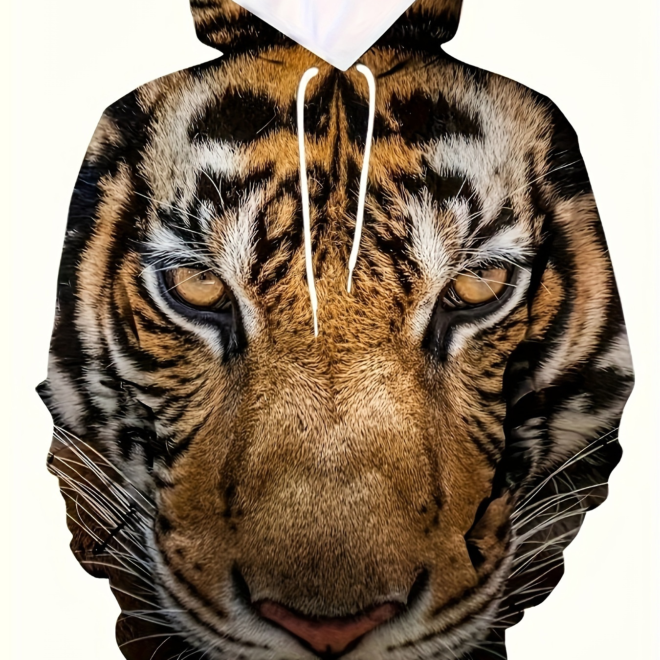 

Men's 3d Tiger Graphic Hoodie, Active Slightly Stretch Breathable Hooded Sweatshirt For Outdoor