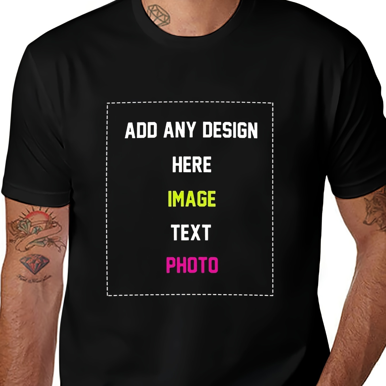 

Custom Men's Shirt - Personalized T-shirt Design With Your Image And Text, Front-print Photo Customization