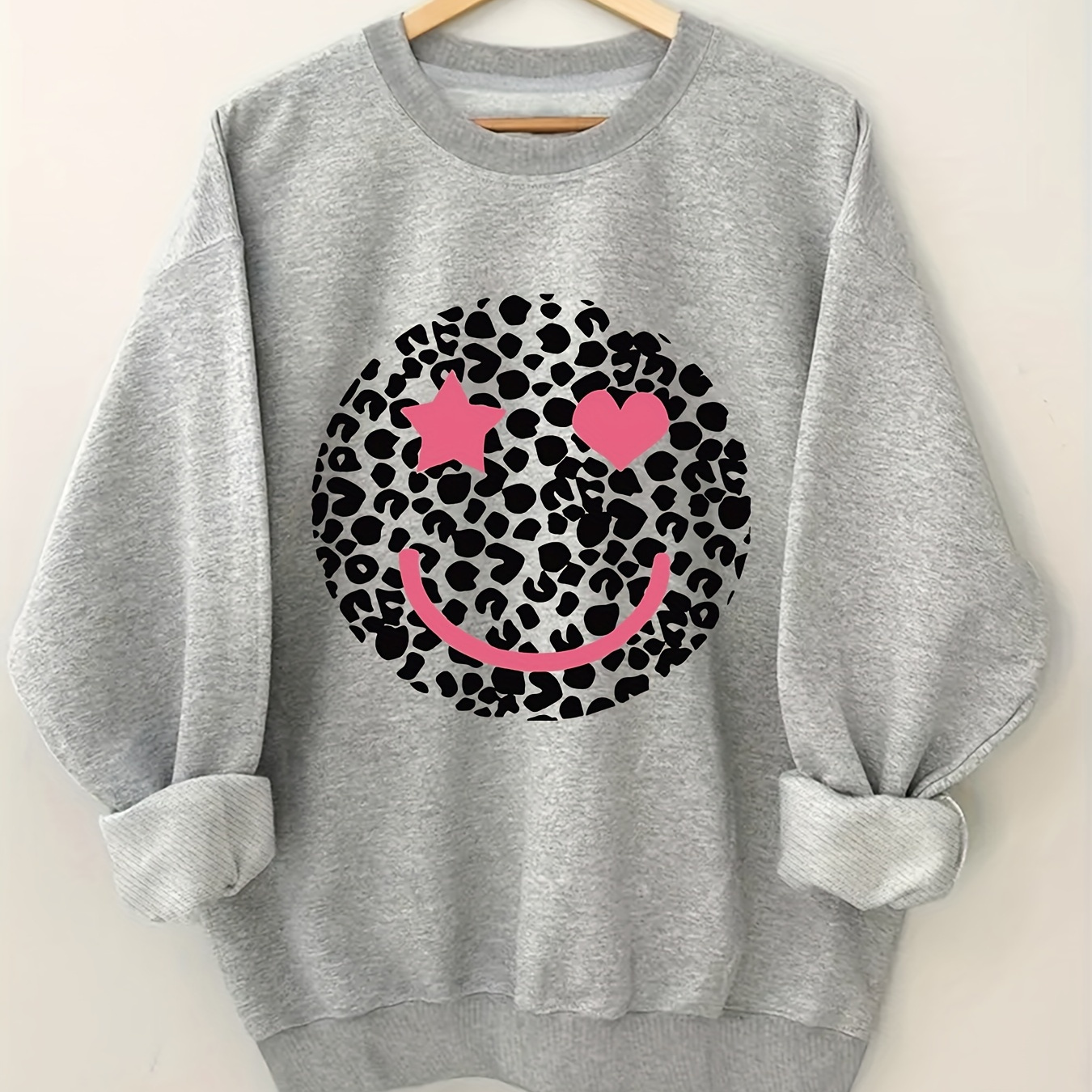 

Smile Sweatshirt, Long Sweatshirt For Fall & , Women's Clothing