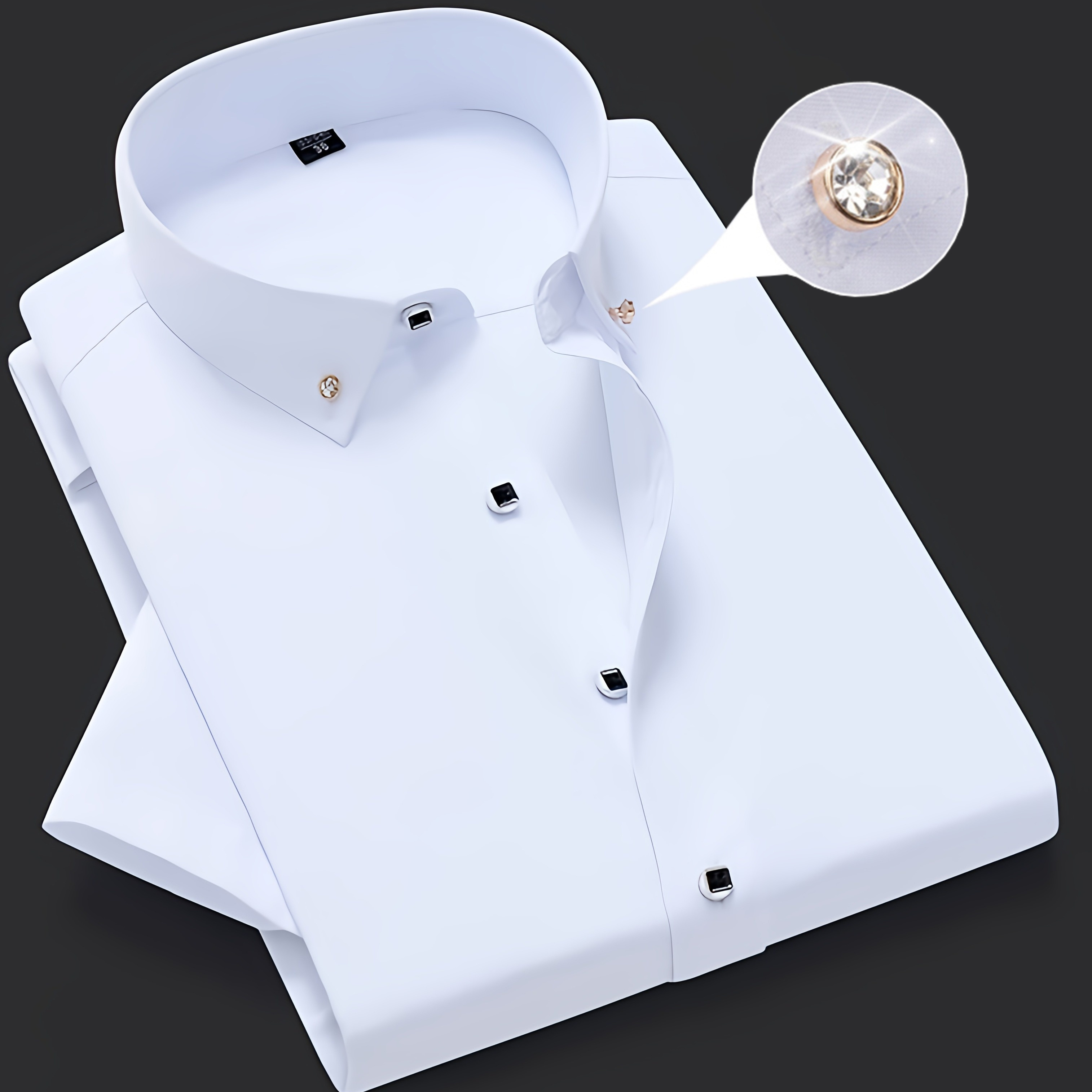 

Chemise boutonnée à manches courtes classique pour homme, de couleur unie, polyvalente pour le bureau, les fêtes et les tenues décontractées.