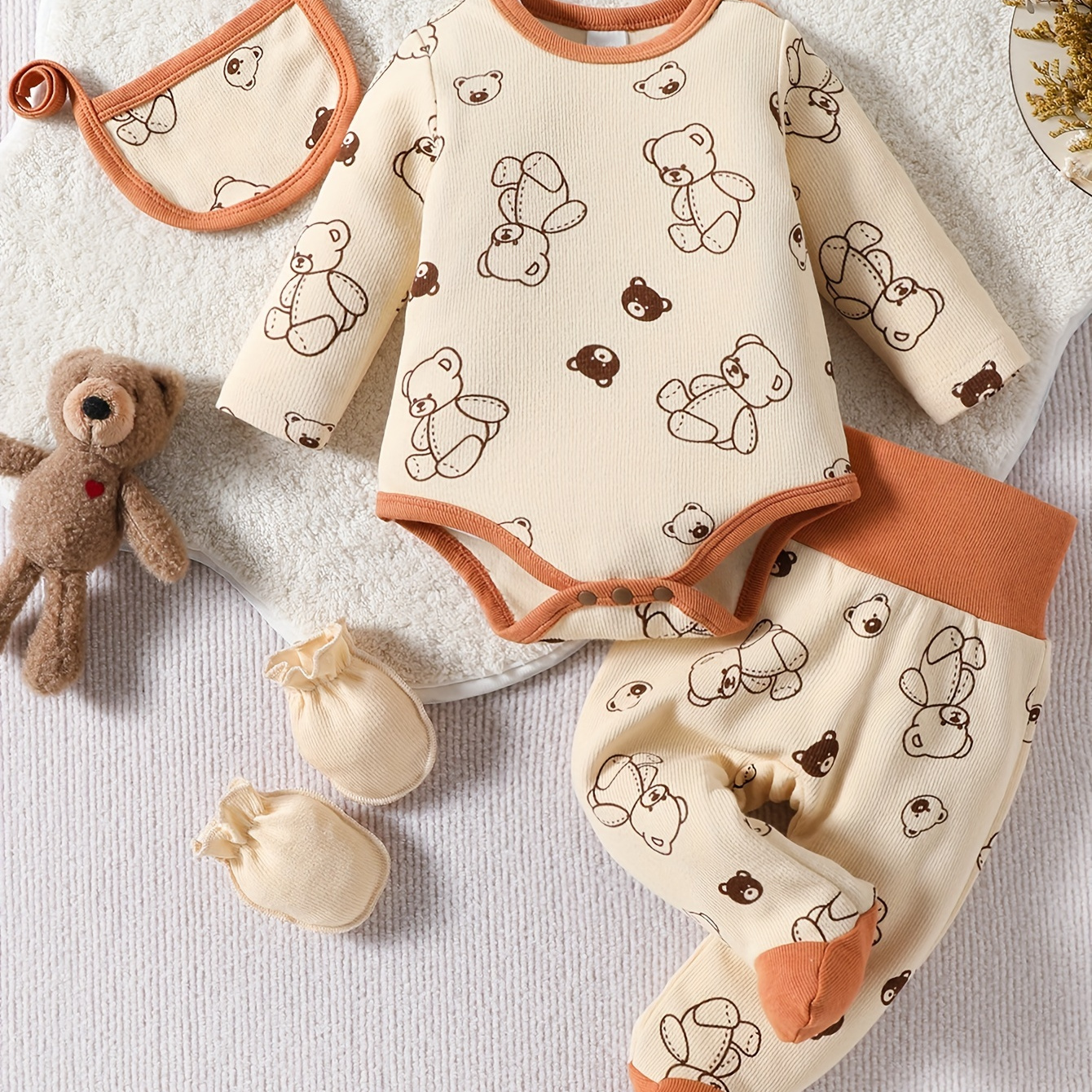 

2pcs Infant's Bear Set, Long & Pants, Boy's Clothes, Cloth