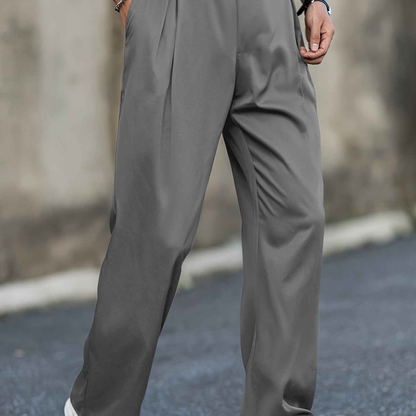 

Men's Trousers/men's Loose Casual Trousers/men's Wide Waist Half-tendon Double-breasted Trousers