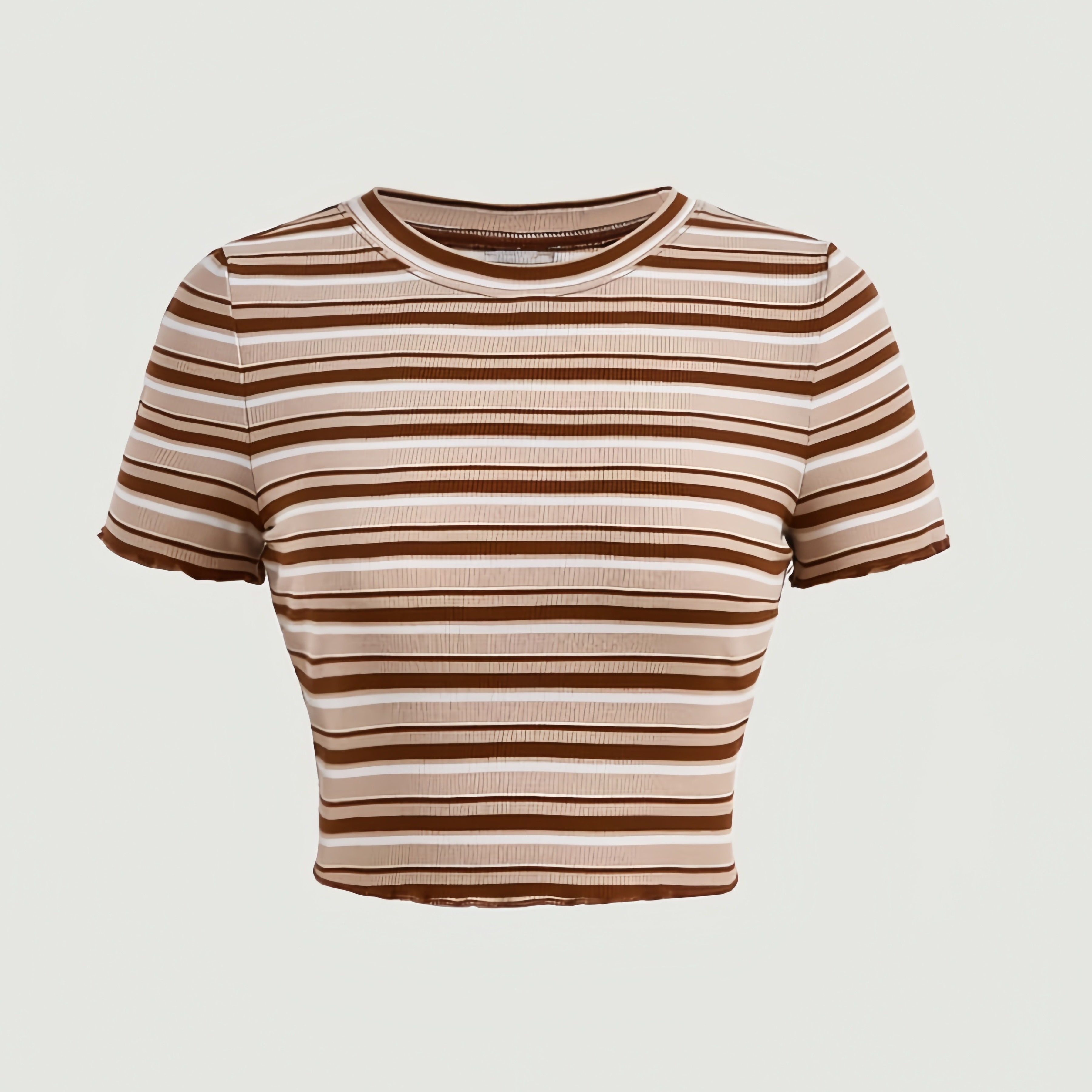 

Striped Crew Neck T-shirt, Casual Short Sleeve Slim Top For Spring & Summer, Women's Clothing