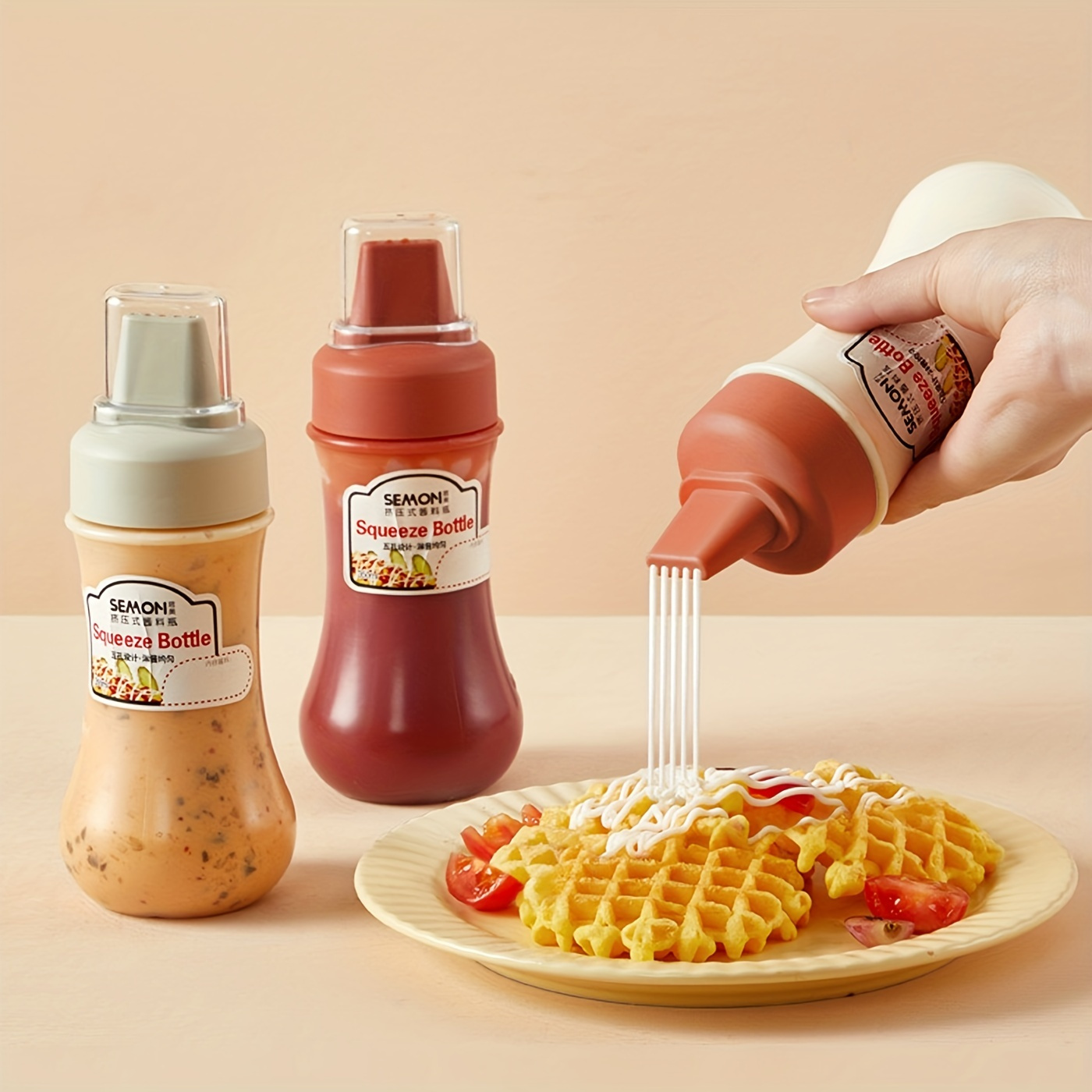 4PC Clear Squeeze Bottles 12 oz Condiment Ketchup Mustard Oil Squirt Mayo  Food