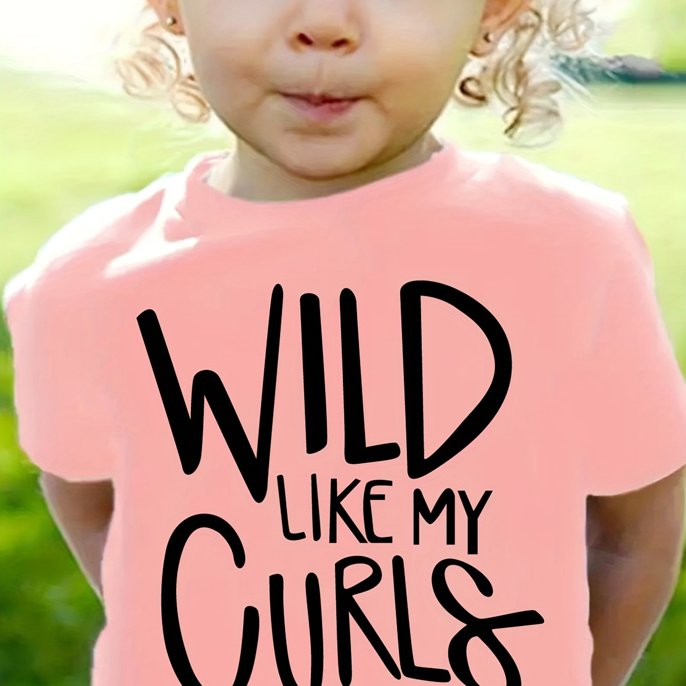 Girls Round Neck T-Shirt "WILD LIKE" Print Short Sleeve Tees Top Kids Summer Clothes