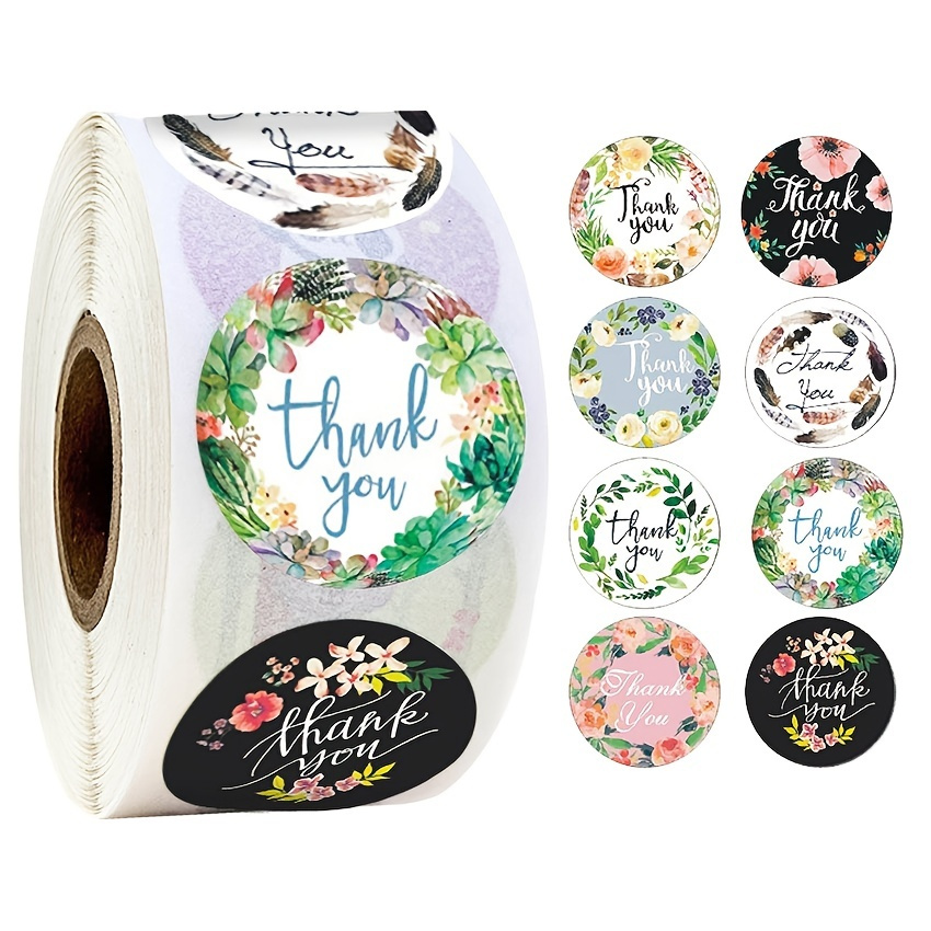 Thank You Stickers Floral Self Adhesive Stickers Lables - Temu