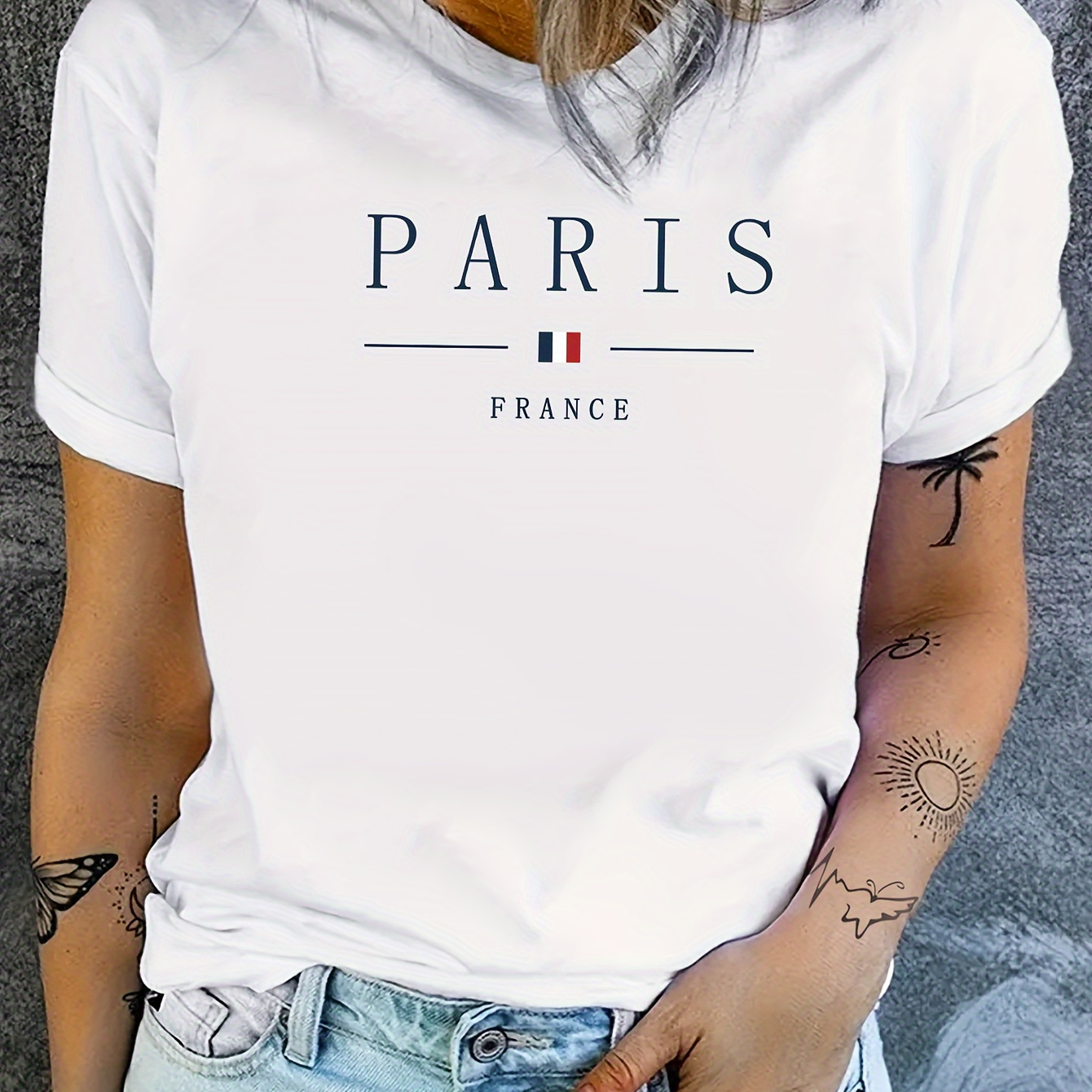 

Letter Print T-shirt, Short Sleeve Crew Neck Casual Top For Summer & Spring, Women's Clothing